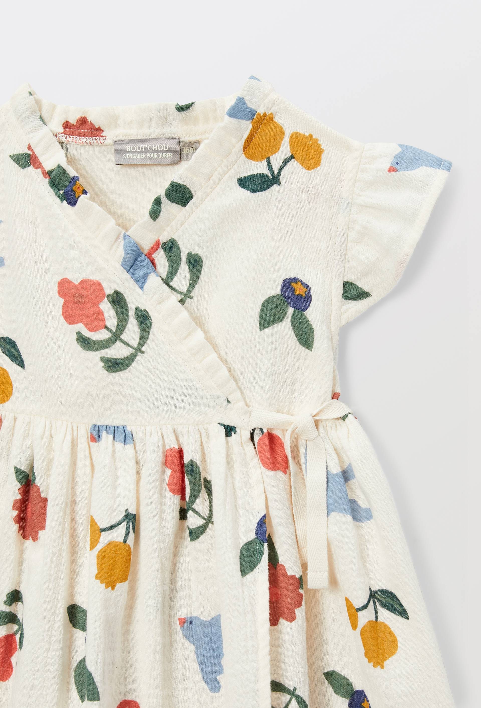 Robe portefeuille avec bloomer imprim&eacute;s en coton BIO GOTS, Beige clair, large image number 3.0