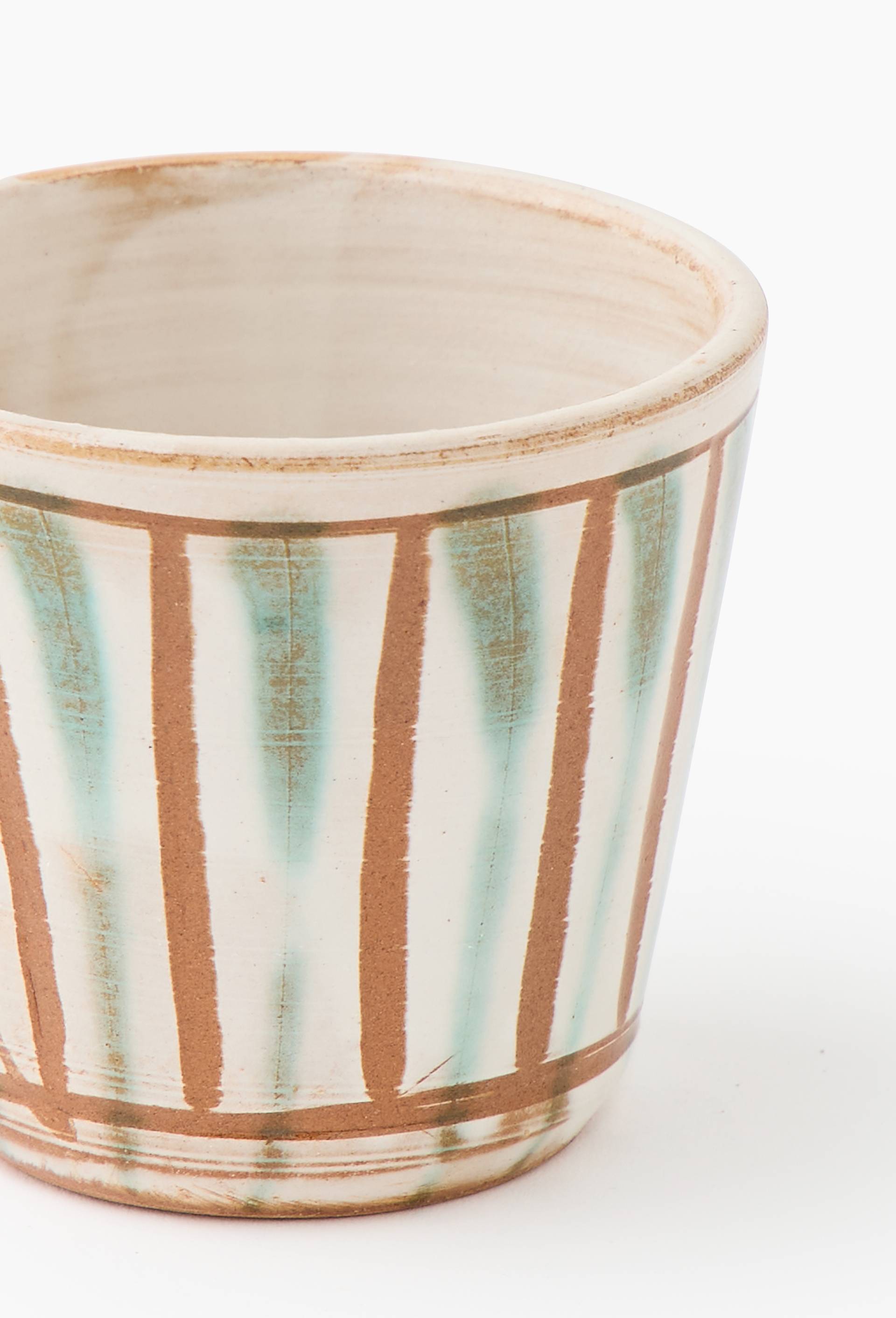 Tasse finition rayures, peint &agrave; la main, 15cl, Ecru, large image number 2
