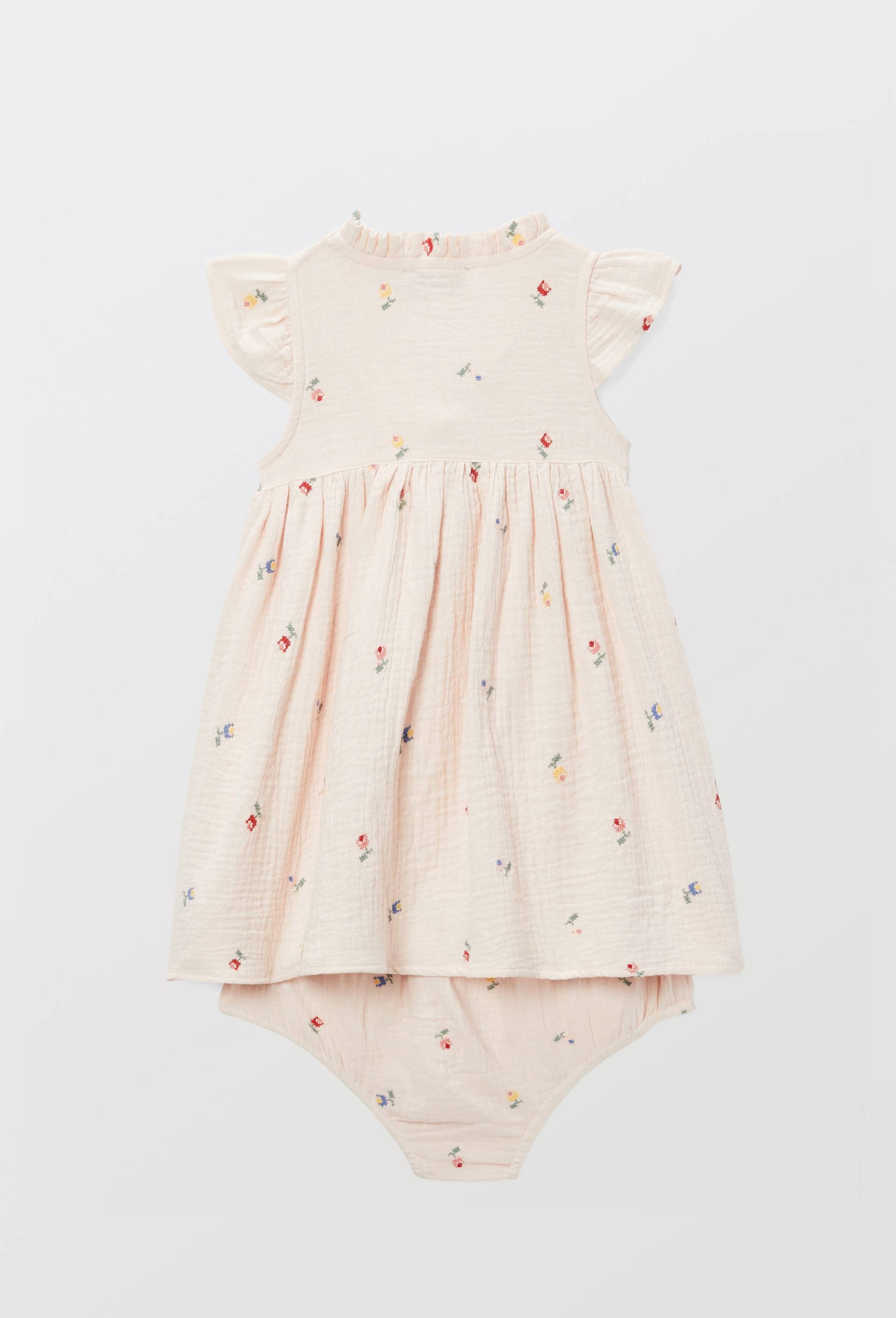 Robe portefeuille avec bloomer brod&eacute;s en gaze de coton BIO GOTS, Rose clair, large image number 2
