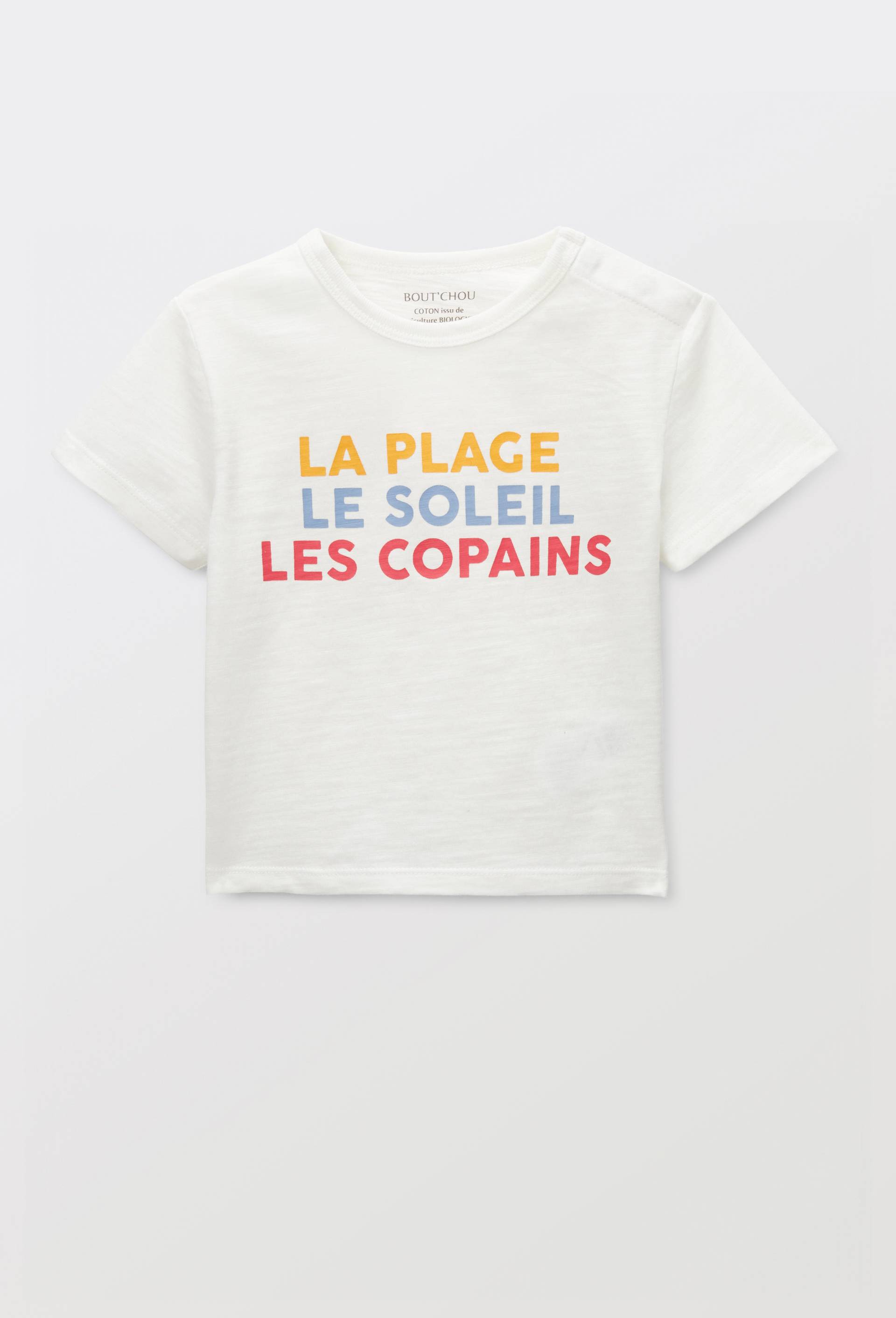 T-shirt manches courtes imprim&eacute; en coton BIO GOTS, Ecru, large image number 0.0