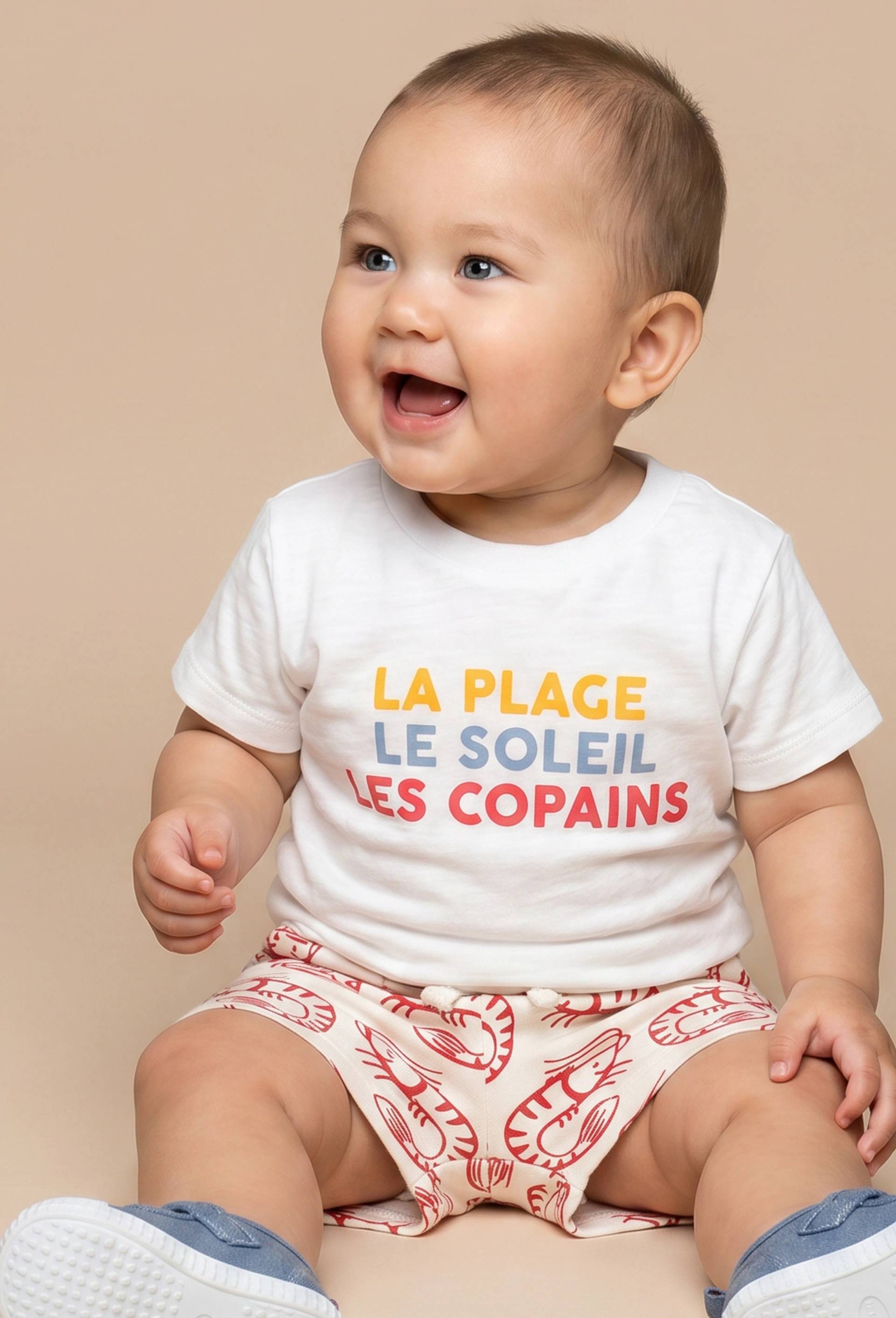 T-shirt manches courtes imprim&eacute; en coton BIO GOTS, Ecru, large image number 0