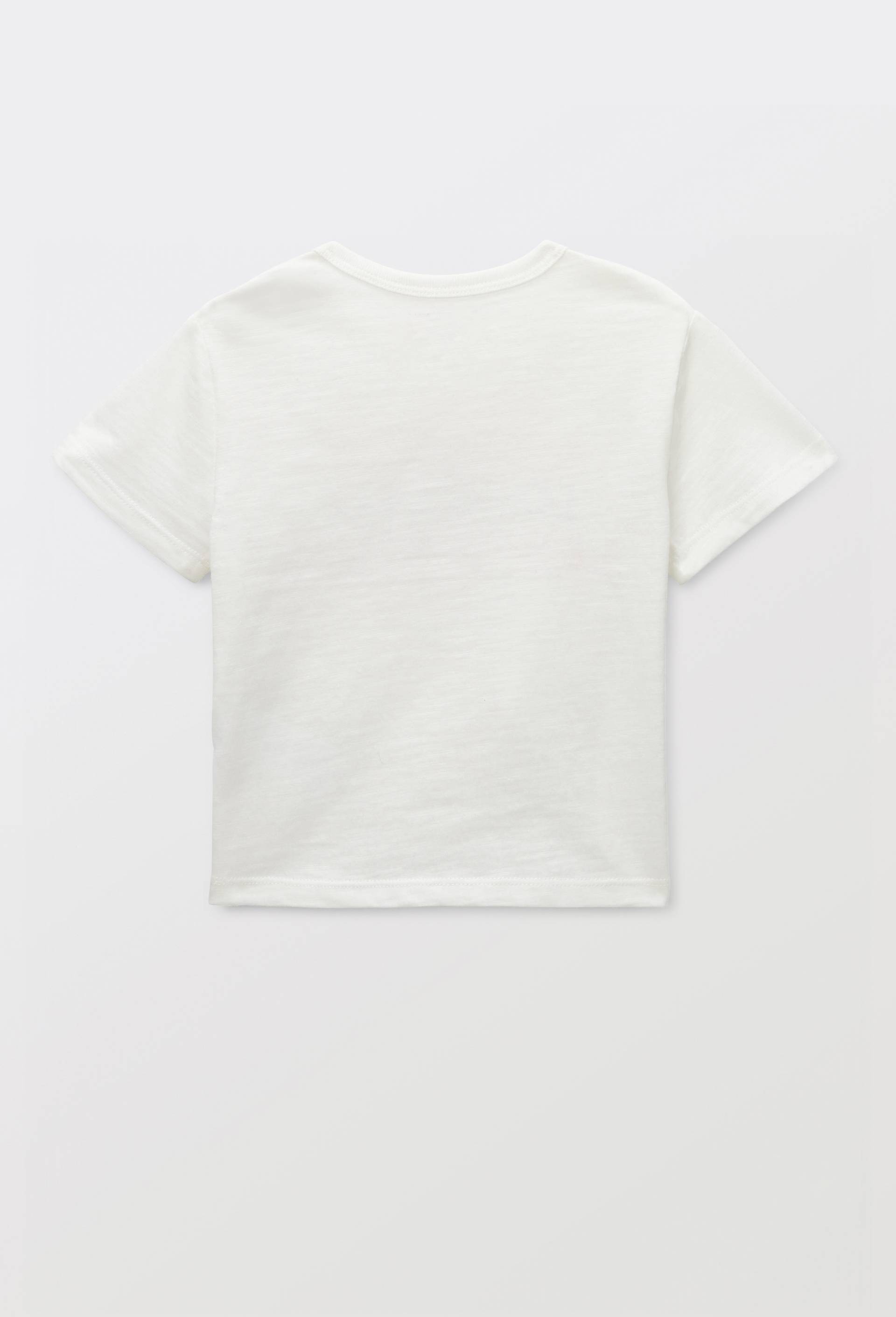 T-shirt manches courtes imprim&eacute; en coton BIO GOTS, Ecru, large image number 1