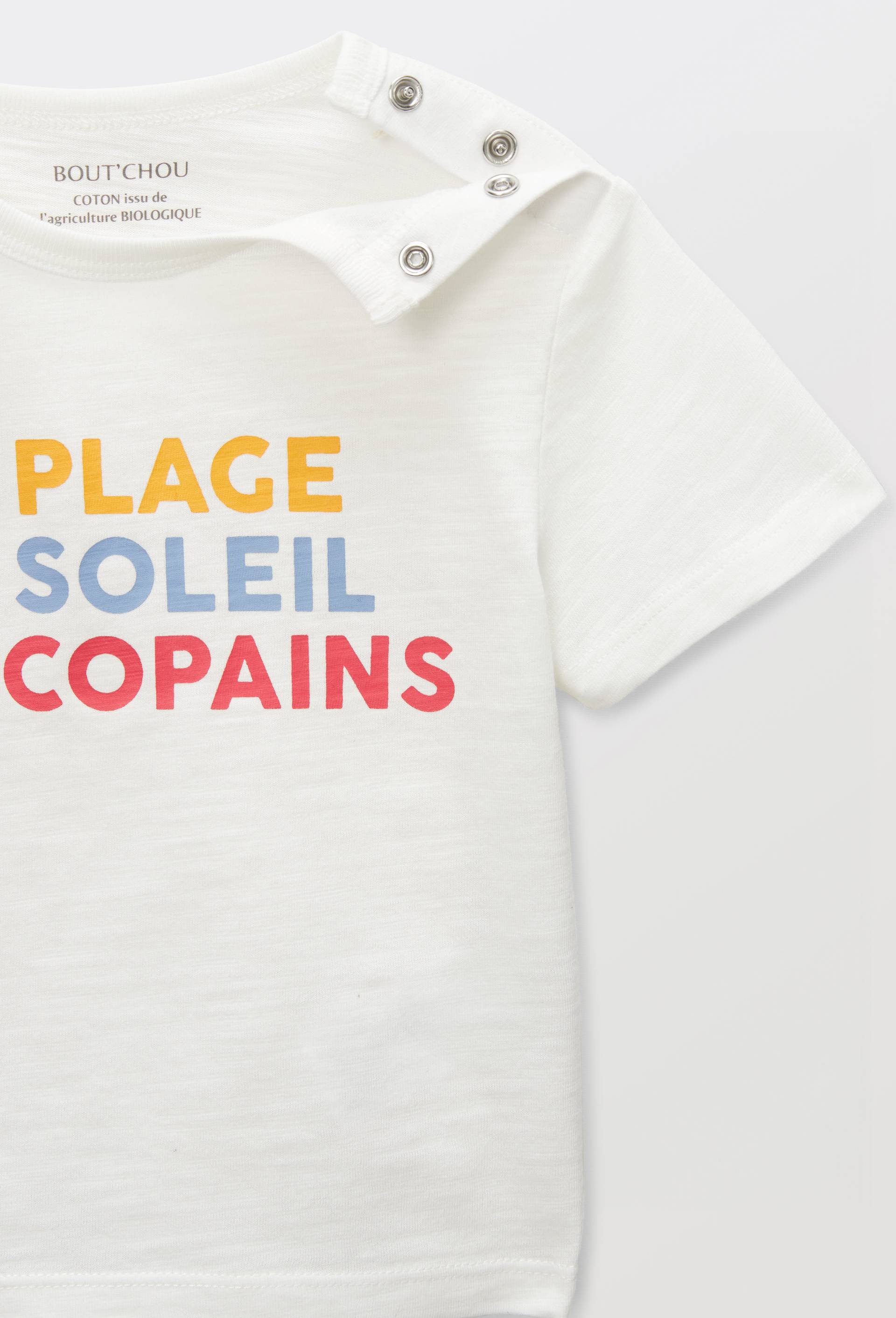 T-shirt manches courtes imprim&eacute; en coton BIO GOTS, Ecru, large image number 2