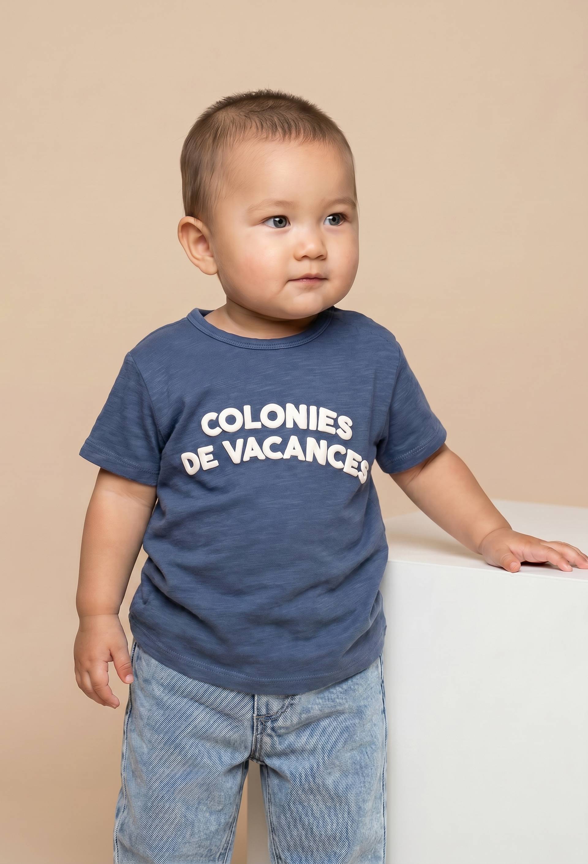 T-shirt manches courtes imprim&eacute; en coton BIO GOTS, Bleu fonc&eacute;, large image number 0