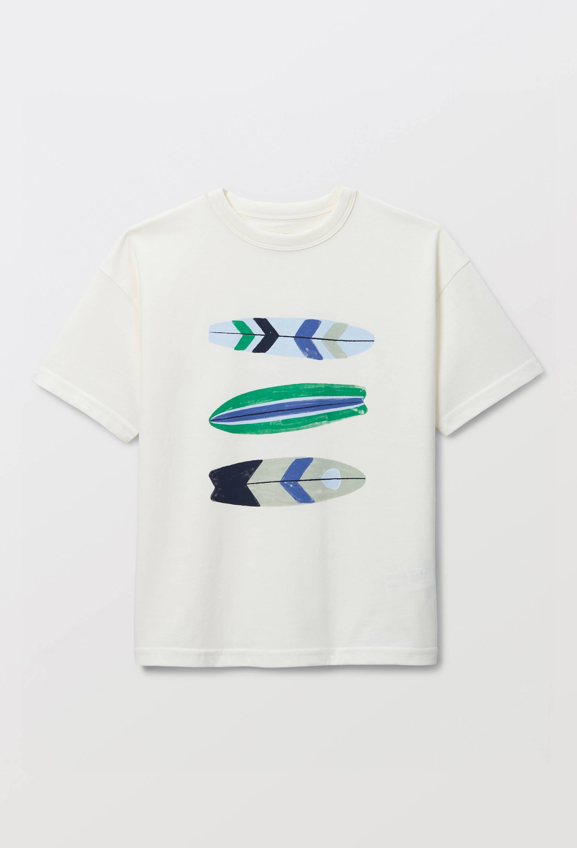 T-shirt manches courtes imprim&eacute; en coton BIO GOTS, Ecru, large image number 1