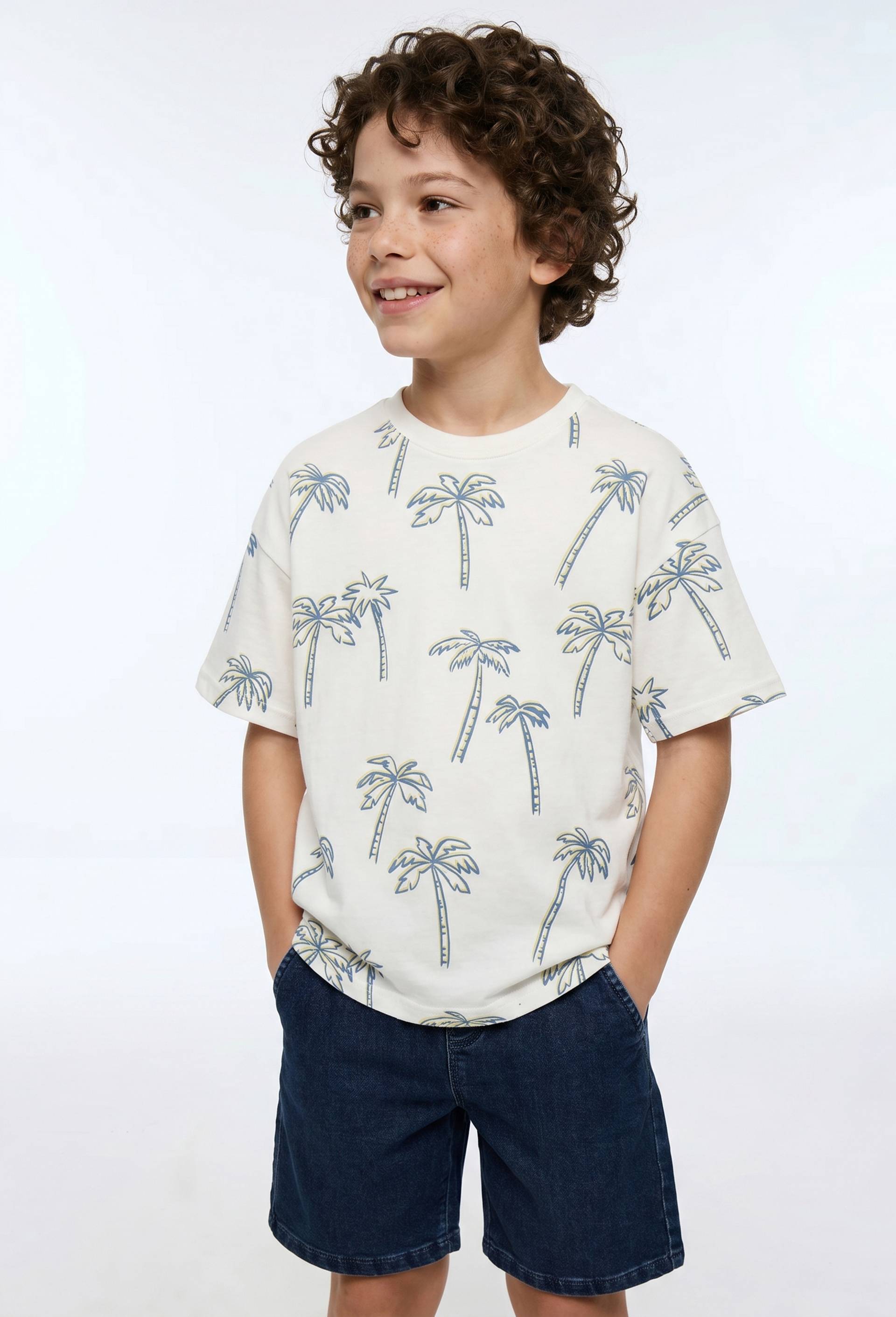T-shirt manches courtes imprim&eacute; en coton BIO GOTS, Ecru, large image number 0