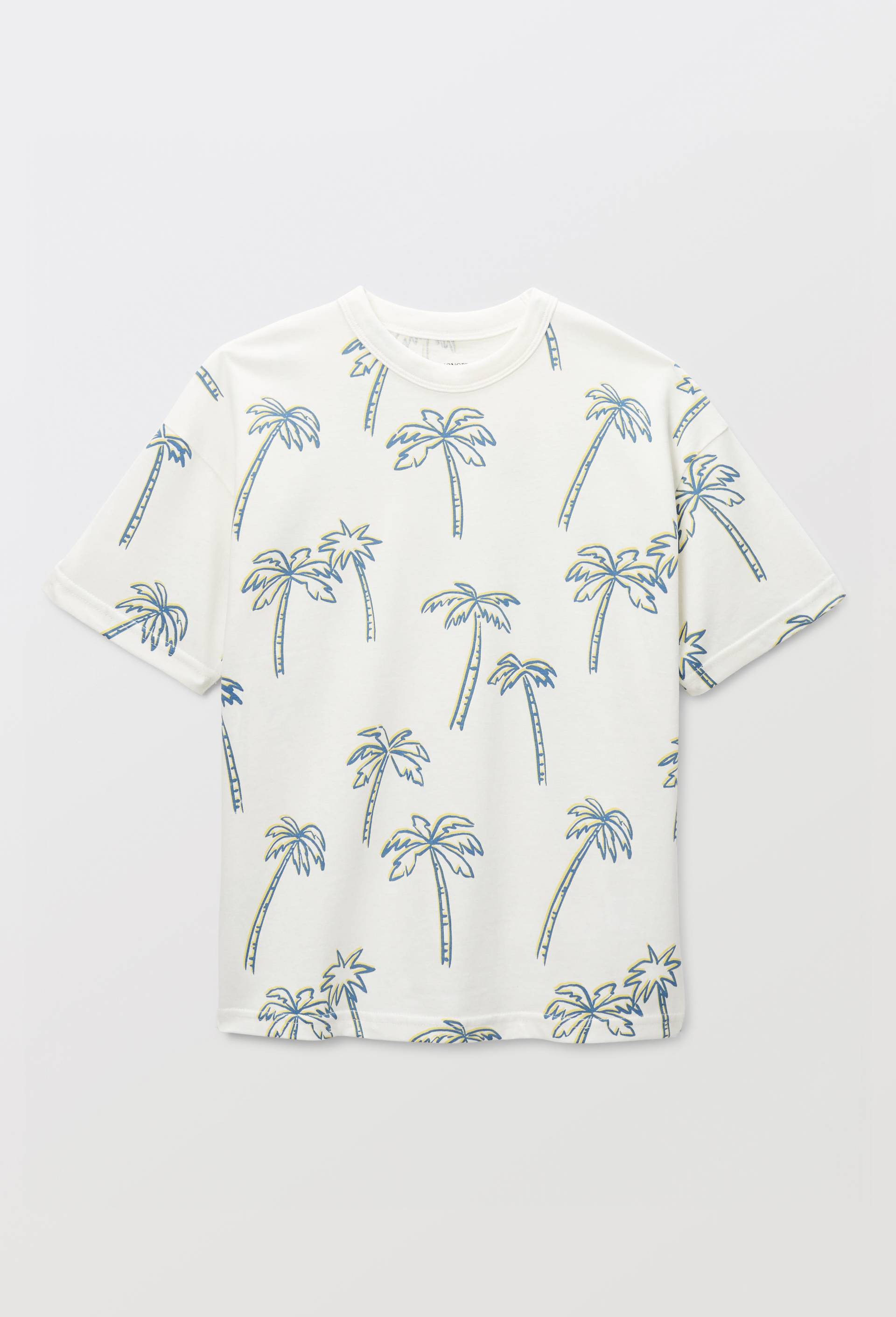 T-shirt manches courtes imprim&eacute; en coton BIO GOTS, Ecru, large image number 1.0