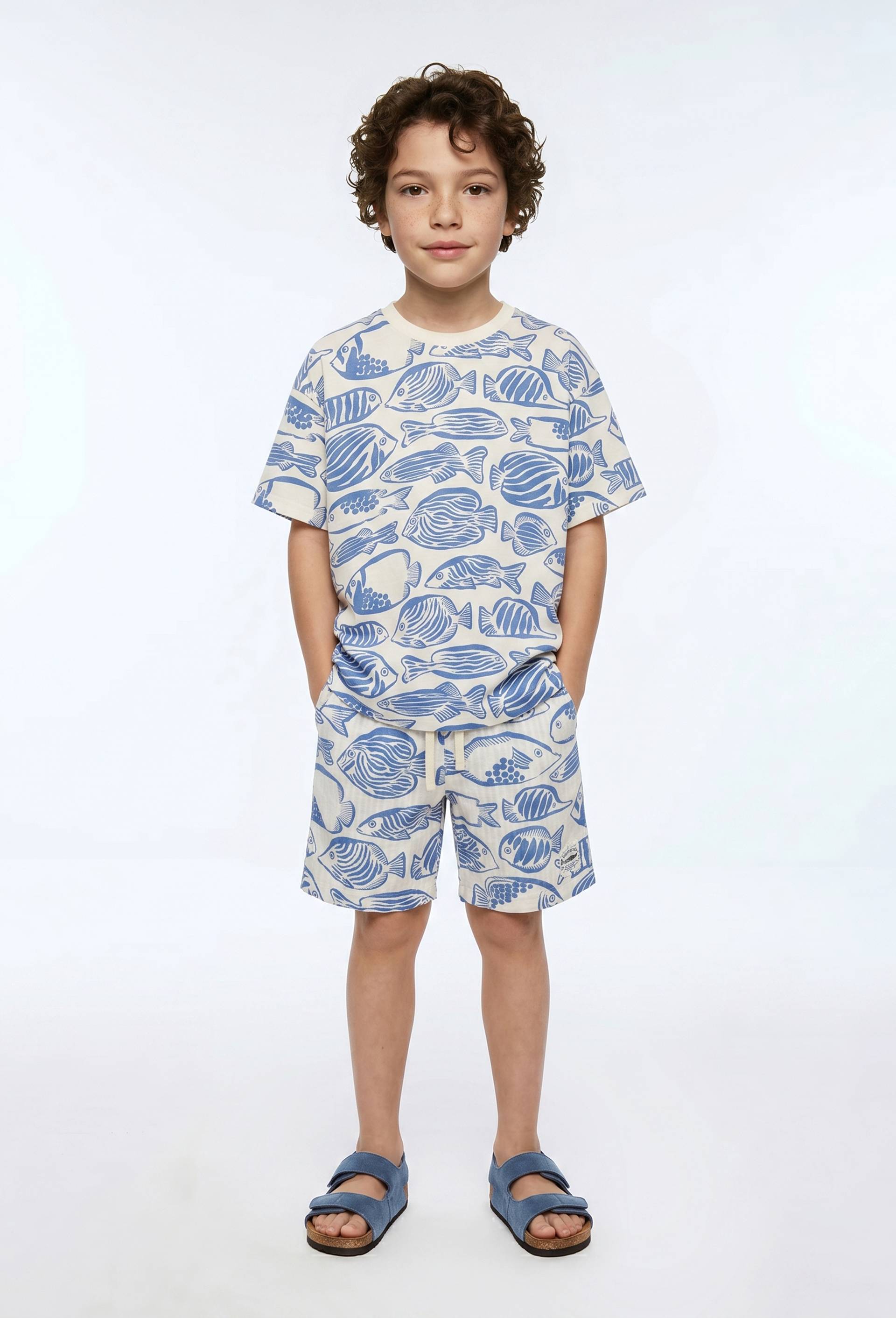 T-shirt manches courtes imprim&eacute; en coton BIO GOTS, Beige clair, large image number 0.0