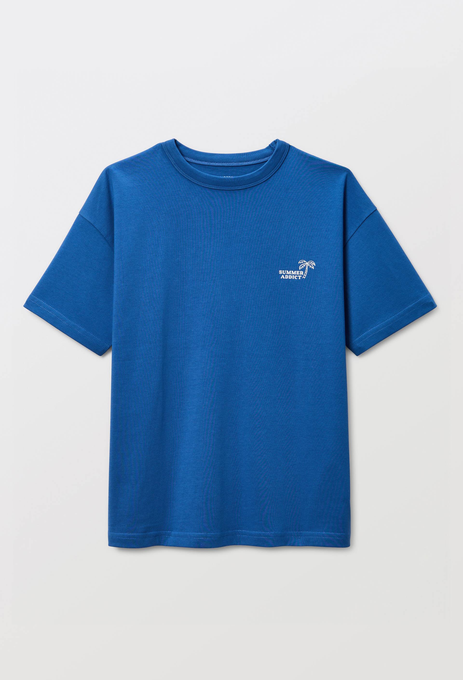 T-shirt manches courtes imprim&eacute; en coton BIO GOTS, Bleu, large image number 2