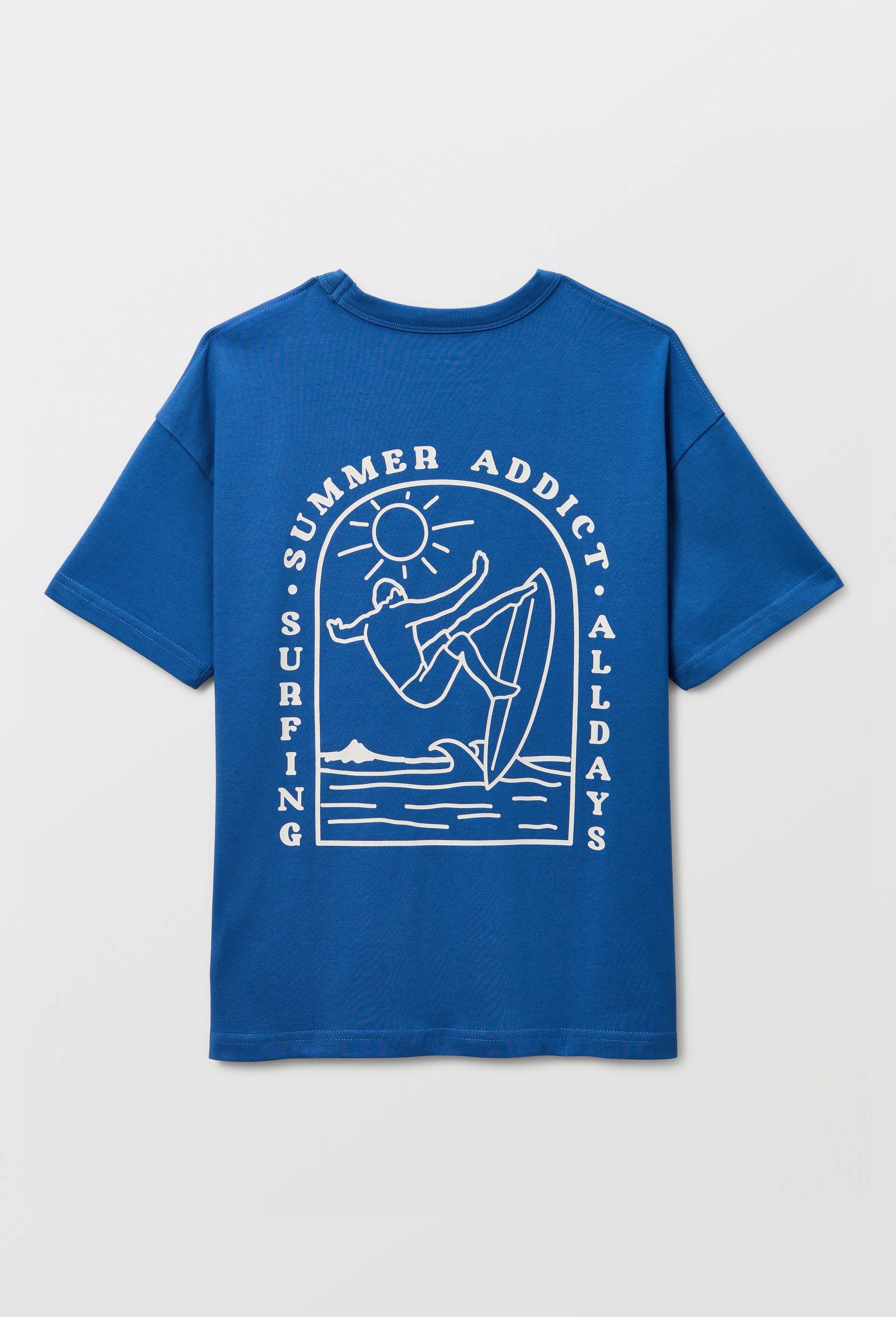 T-shirt manches courtes imprim&eacute; en coton BIO GOTS, Bleu, large image number 3.0