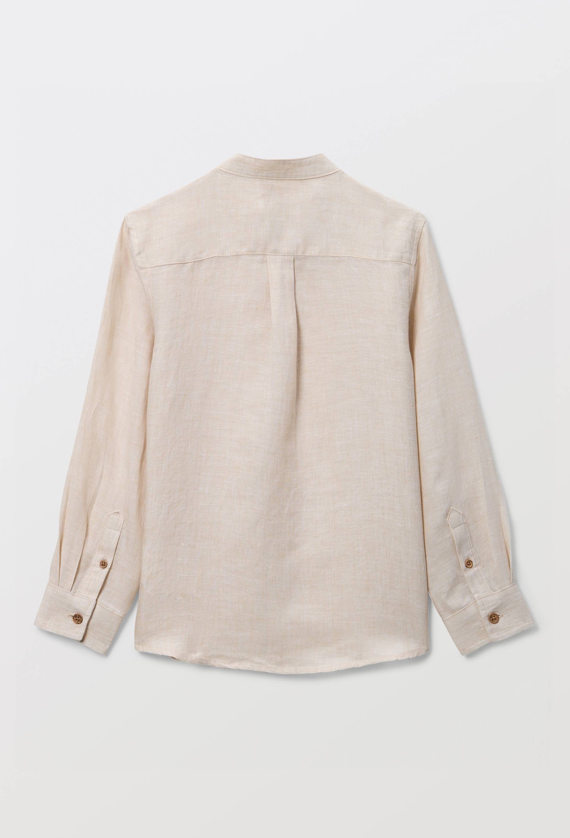 Chemise col mao unie en 100% lin, Beige, large image number 2