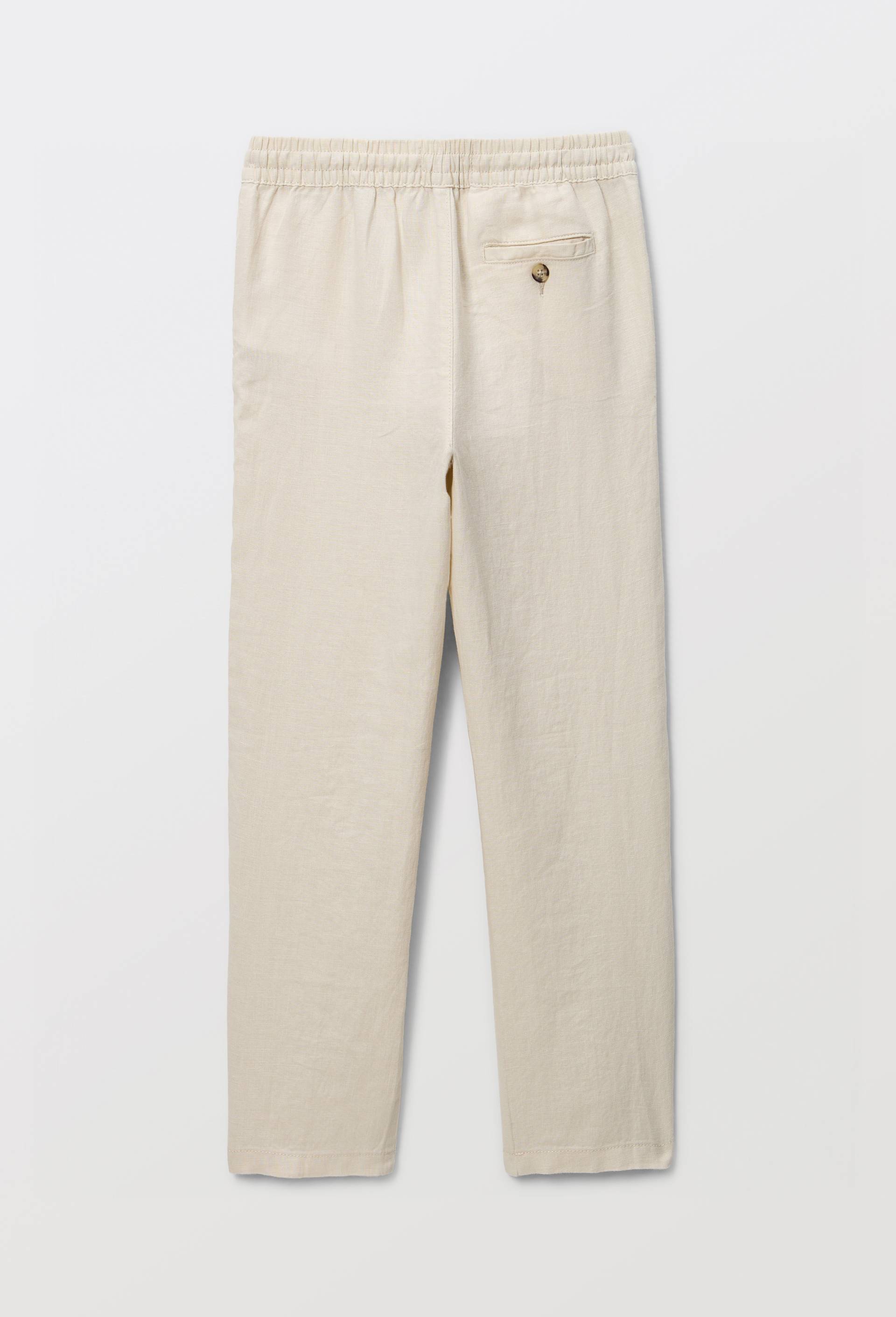 Pantalon droit uni en 100% lin, Beige, large image number 2.0