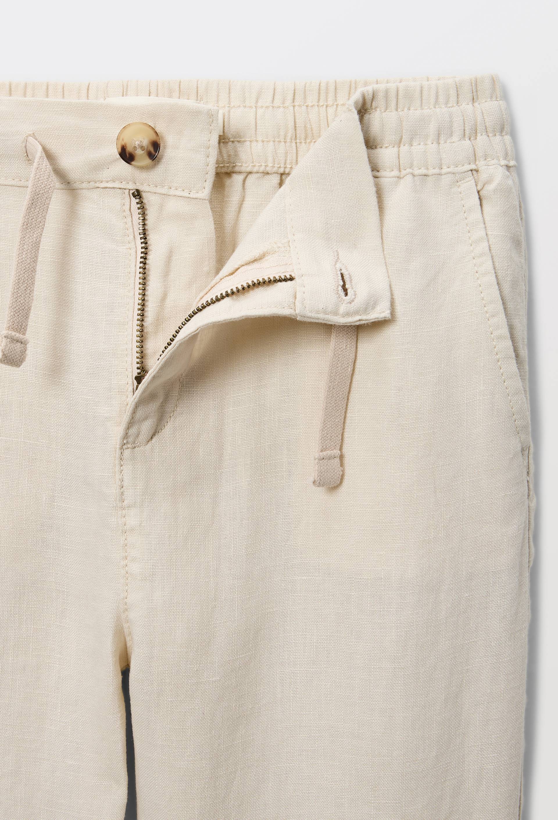 Pantalon droit uni en 100% lin, Beige, large image number 3.0