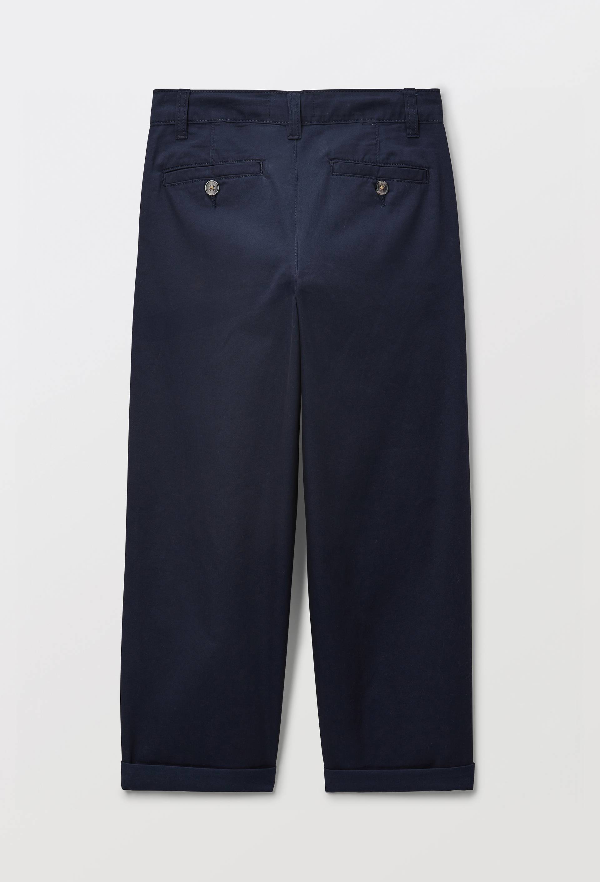Pantalon chino droit uni en coton, Bleu fonc&eacute;, large image number 2