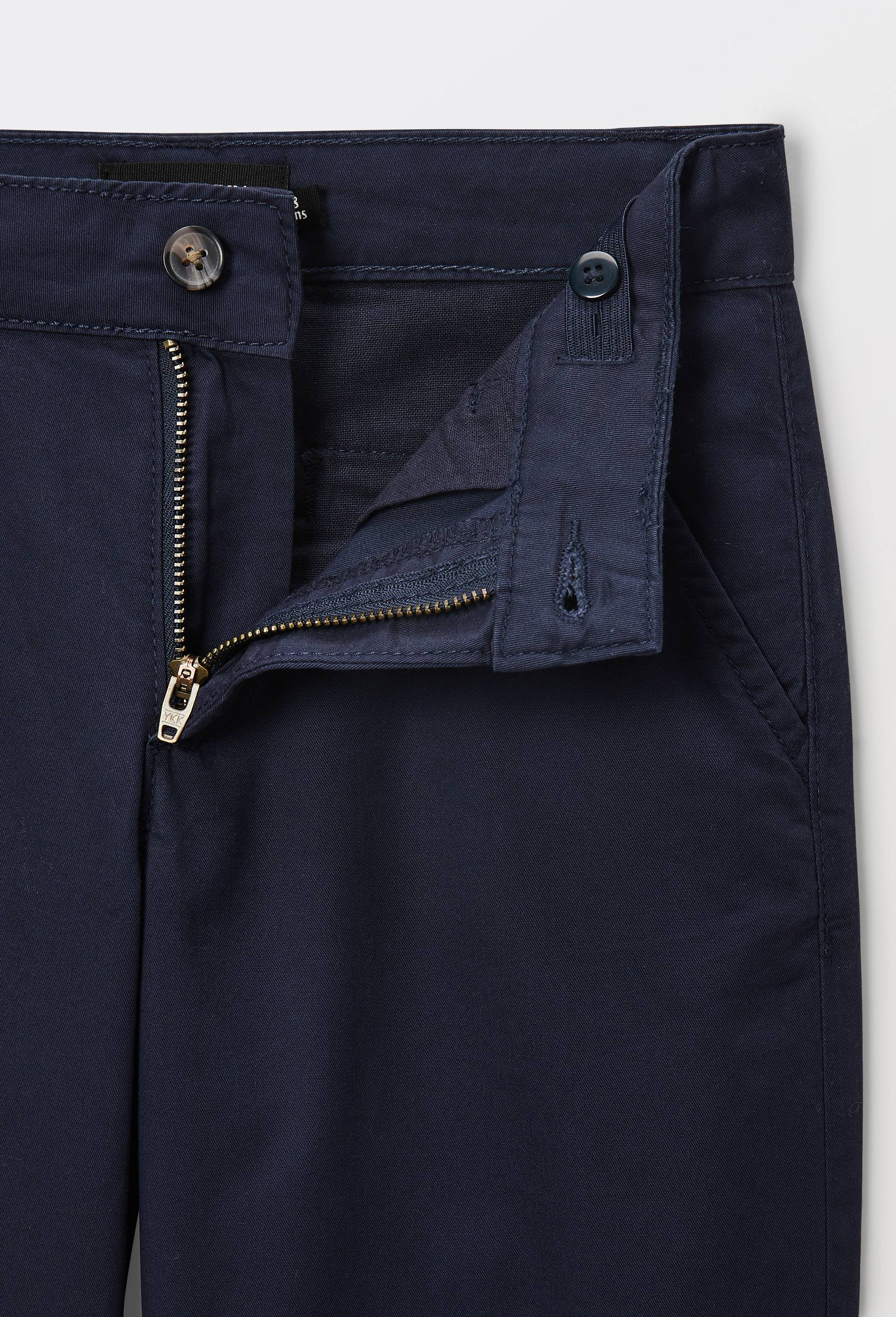 Pantalon chino droit uni en coton, Bleu fonc&eacute;, large image number 3
