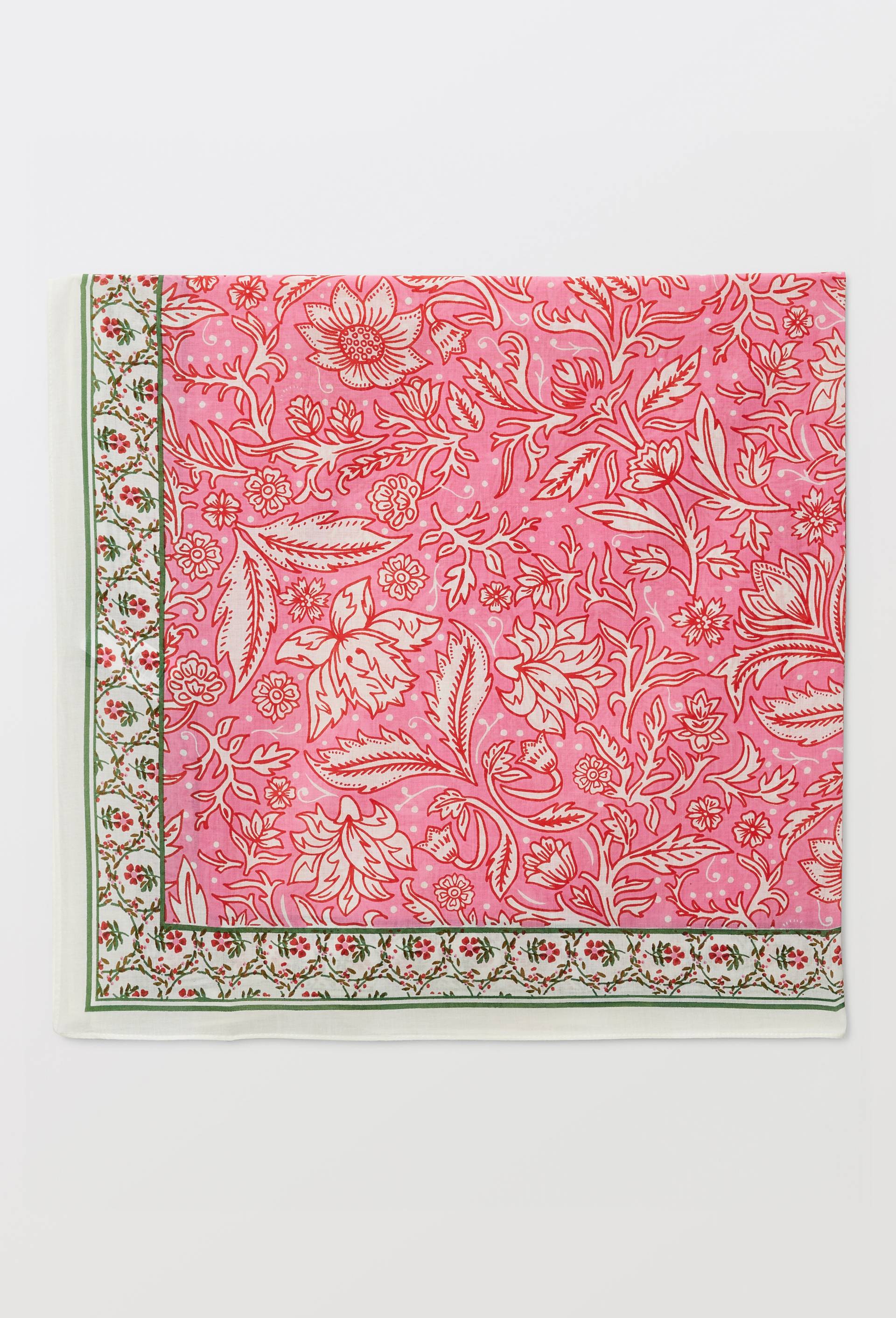 Foulard imprim&eacute; en coton BIO GOTS, Rose, large image number 1