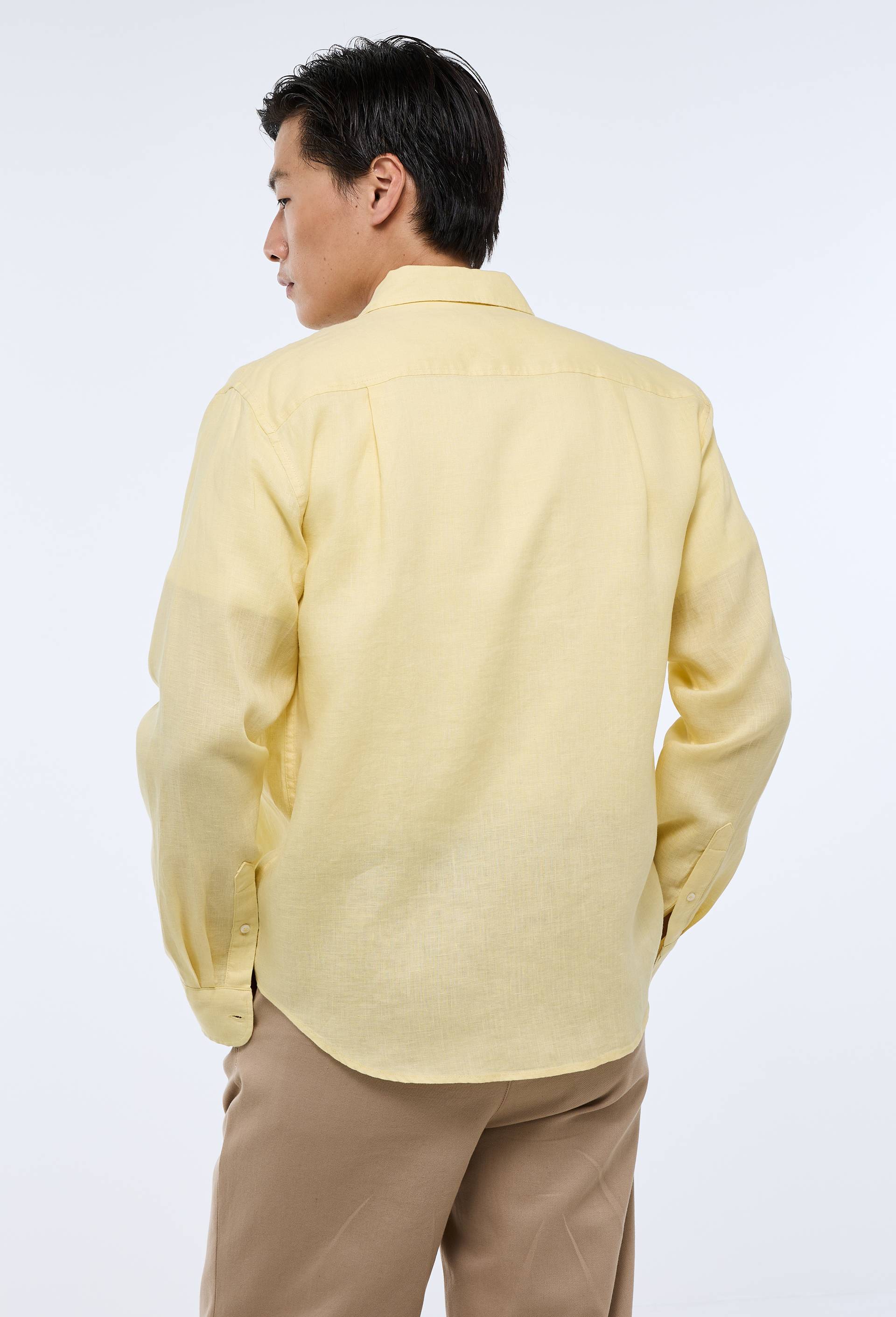 Chemise manches longues en lin, Jaune clair, large image number 1