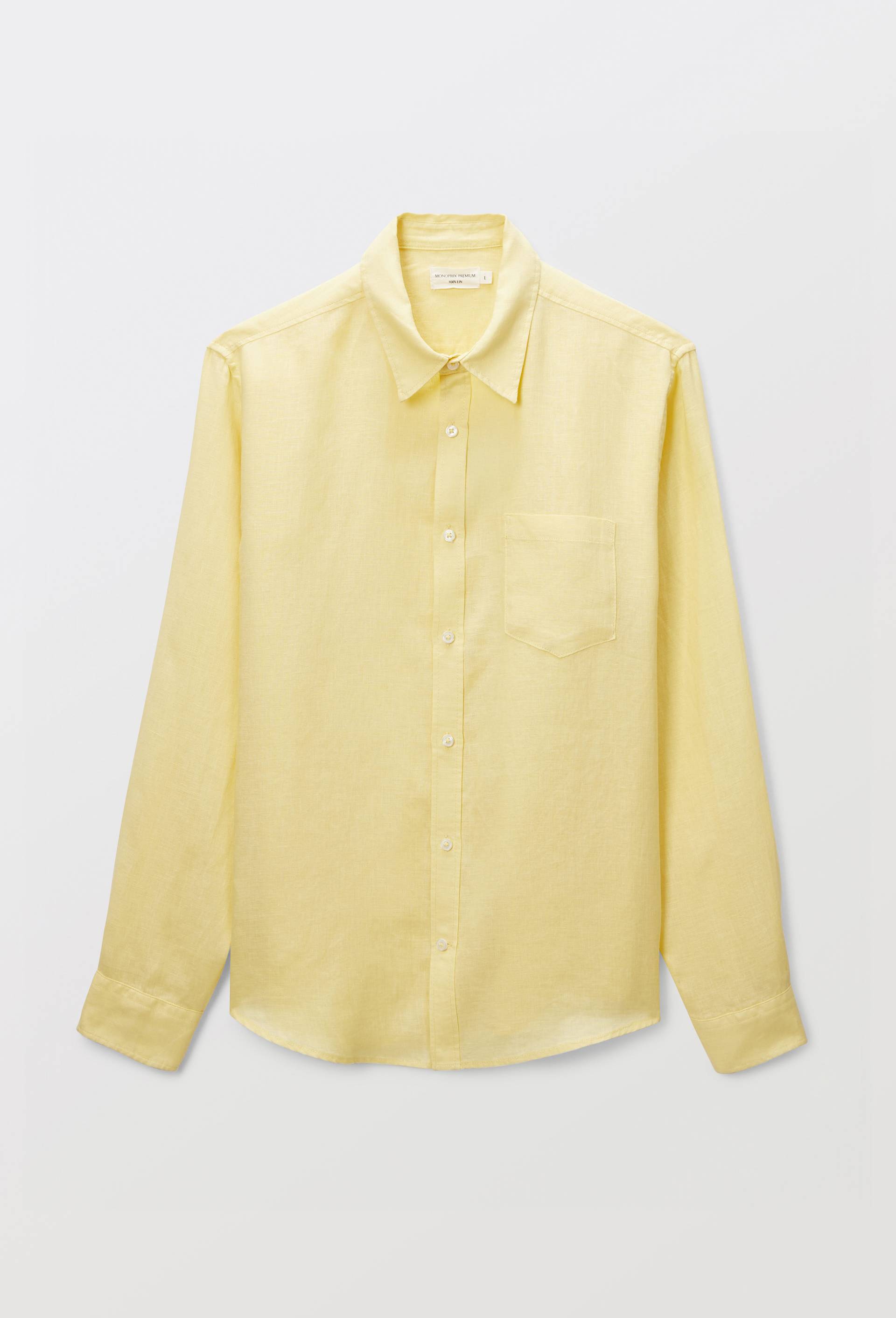 Chemise manches longues en lin, Jaune clair, large image number 2