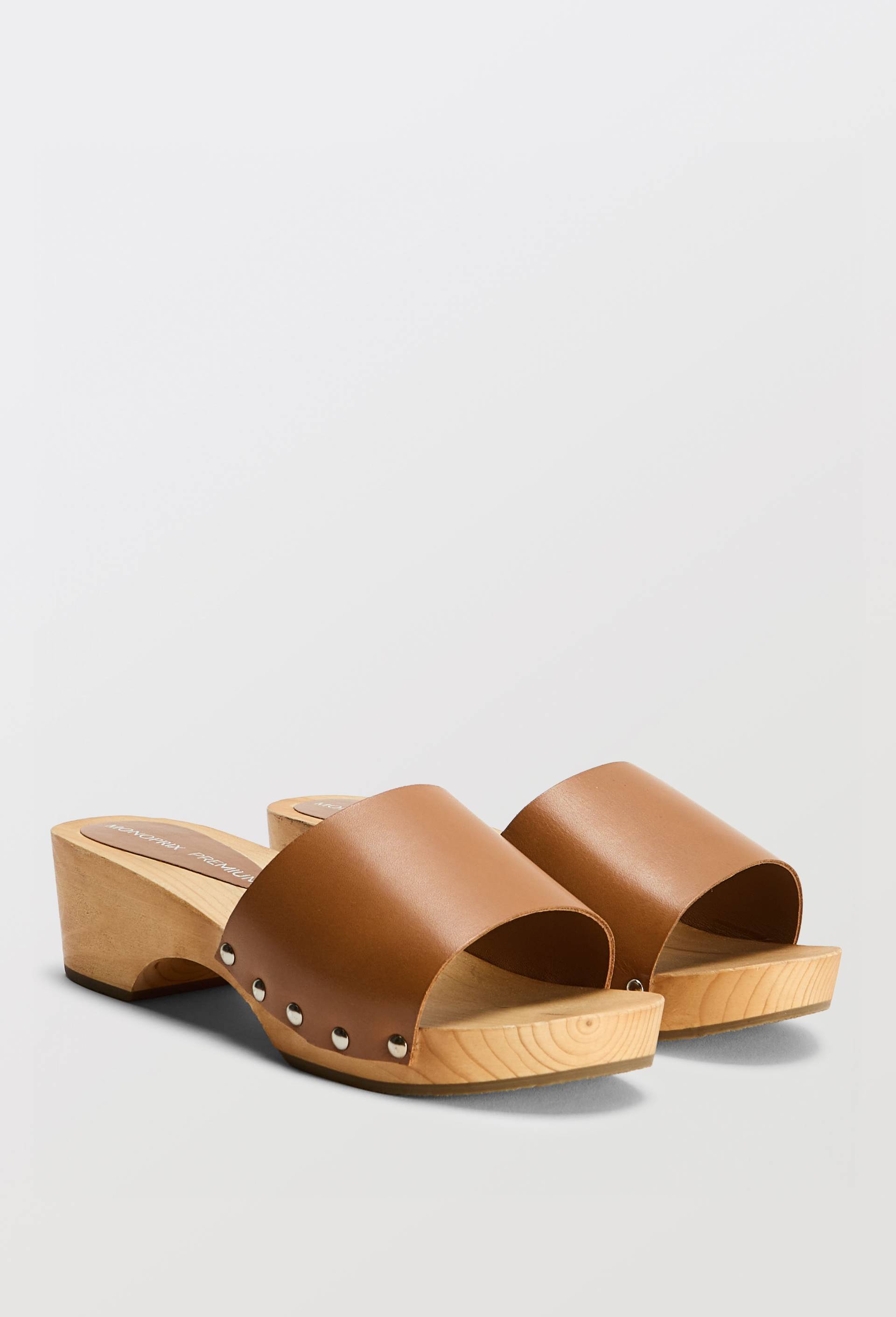 Sabots en cuir, Brun clair, large image number 0