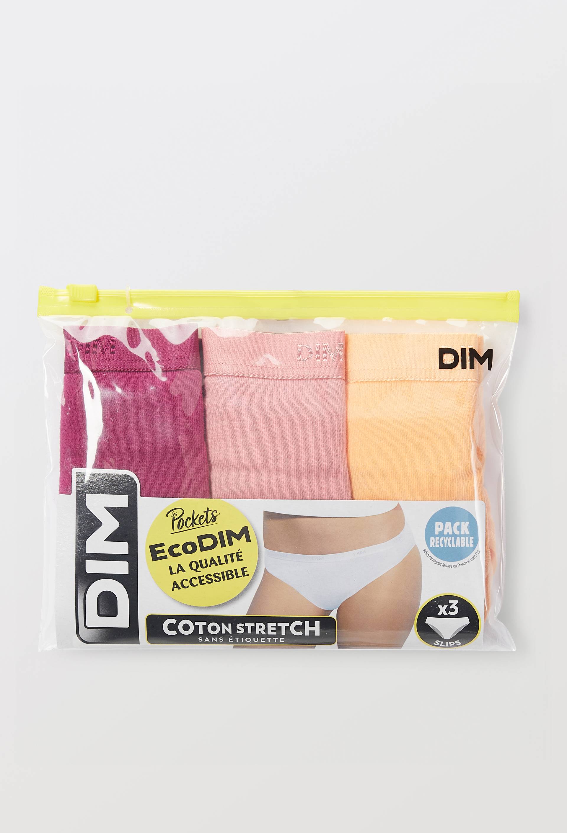 Lot de 3 slips en coton ECO DIM, Rose fonc&eacute;, large image number 2