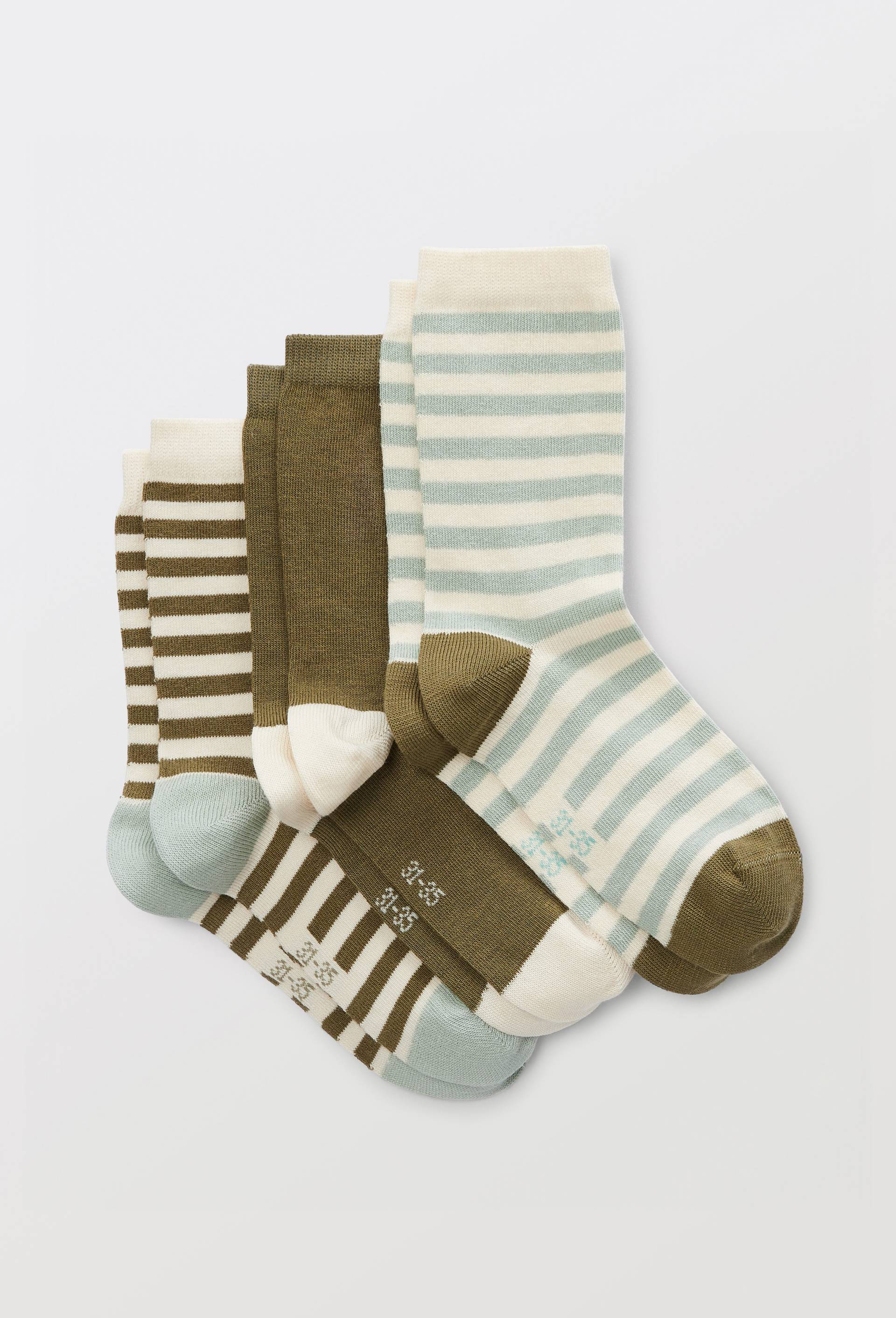 Lot de 3 paires de chaussettes courtes &agrave; motifs contenant du coton, Vert fonc&eacute;, swatch image