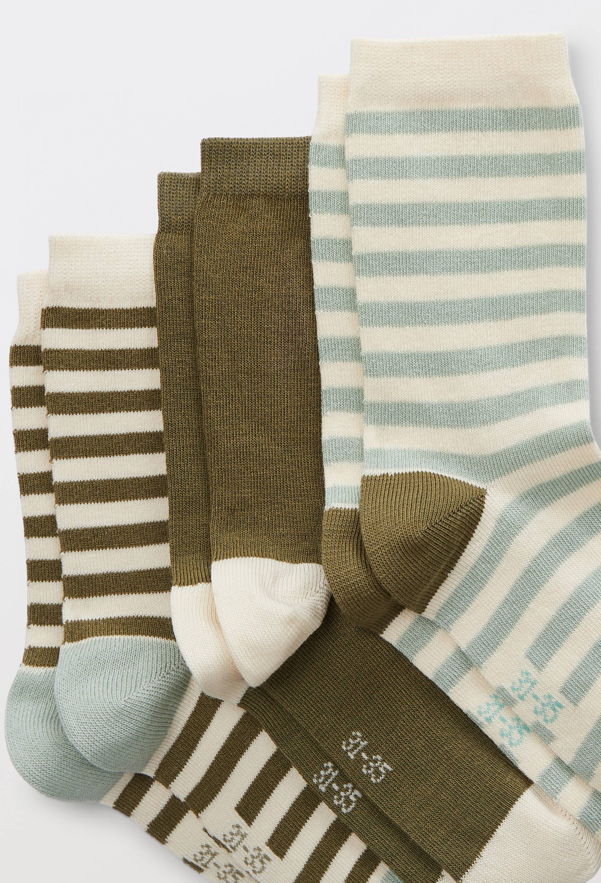 Lot de 3 paires de chaussettes courtes &agrave; motifs contenant du coton, Vert fonc&eacute;, large image number 1
