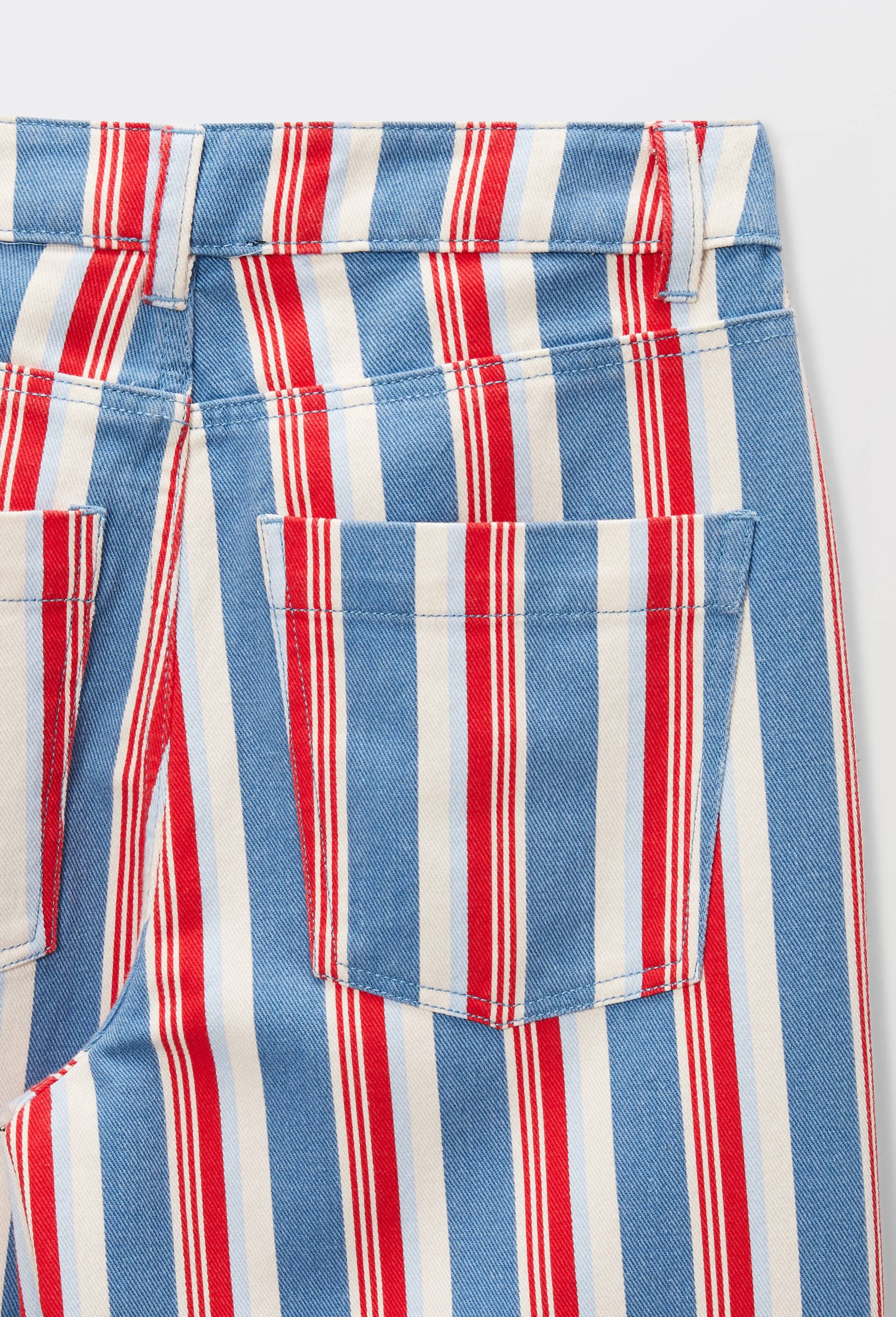 Jean wide leg raye en coton, Bleu, large image number 3