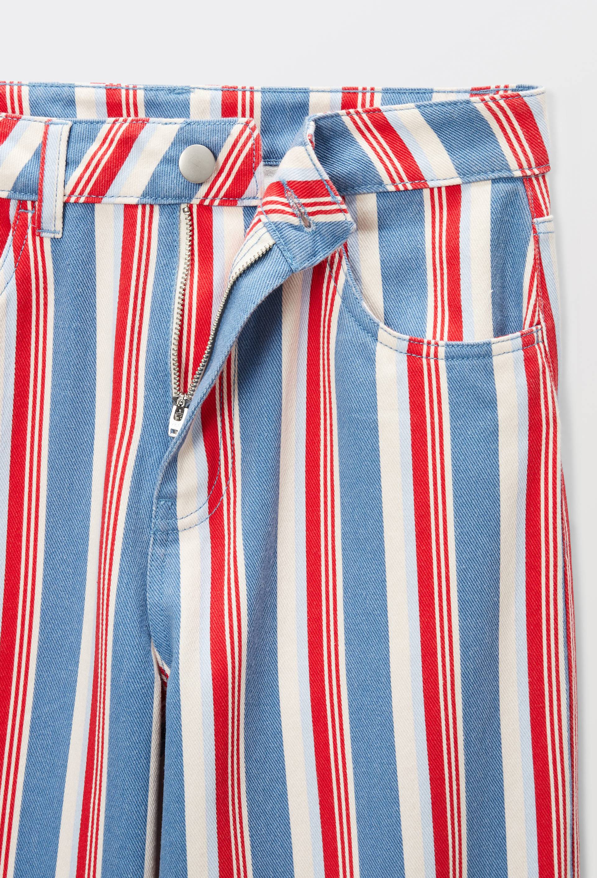 Jean wide leg raye en coton, Bleu, large image number 4