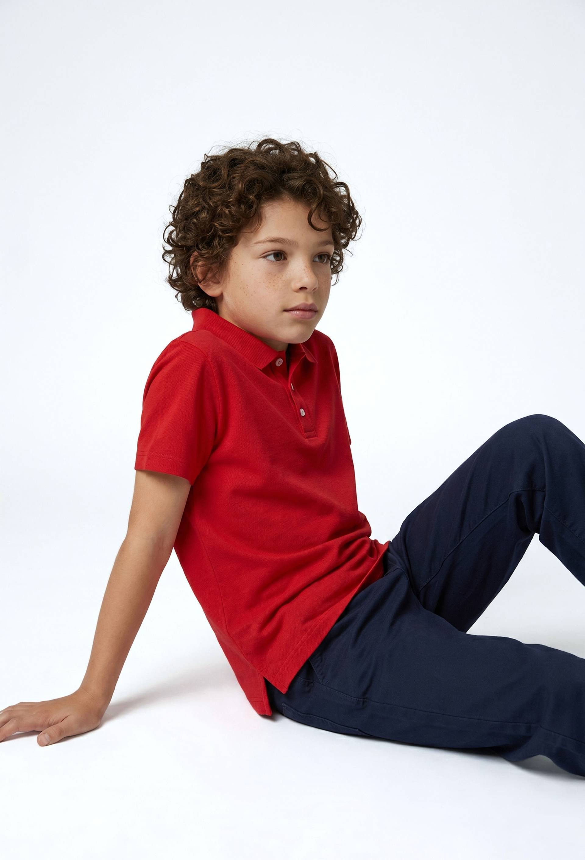 Polo manches courtes uni en coton BIO GOTS, Rouge, large image number 0