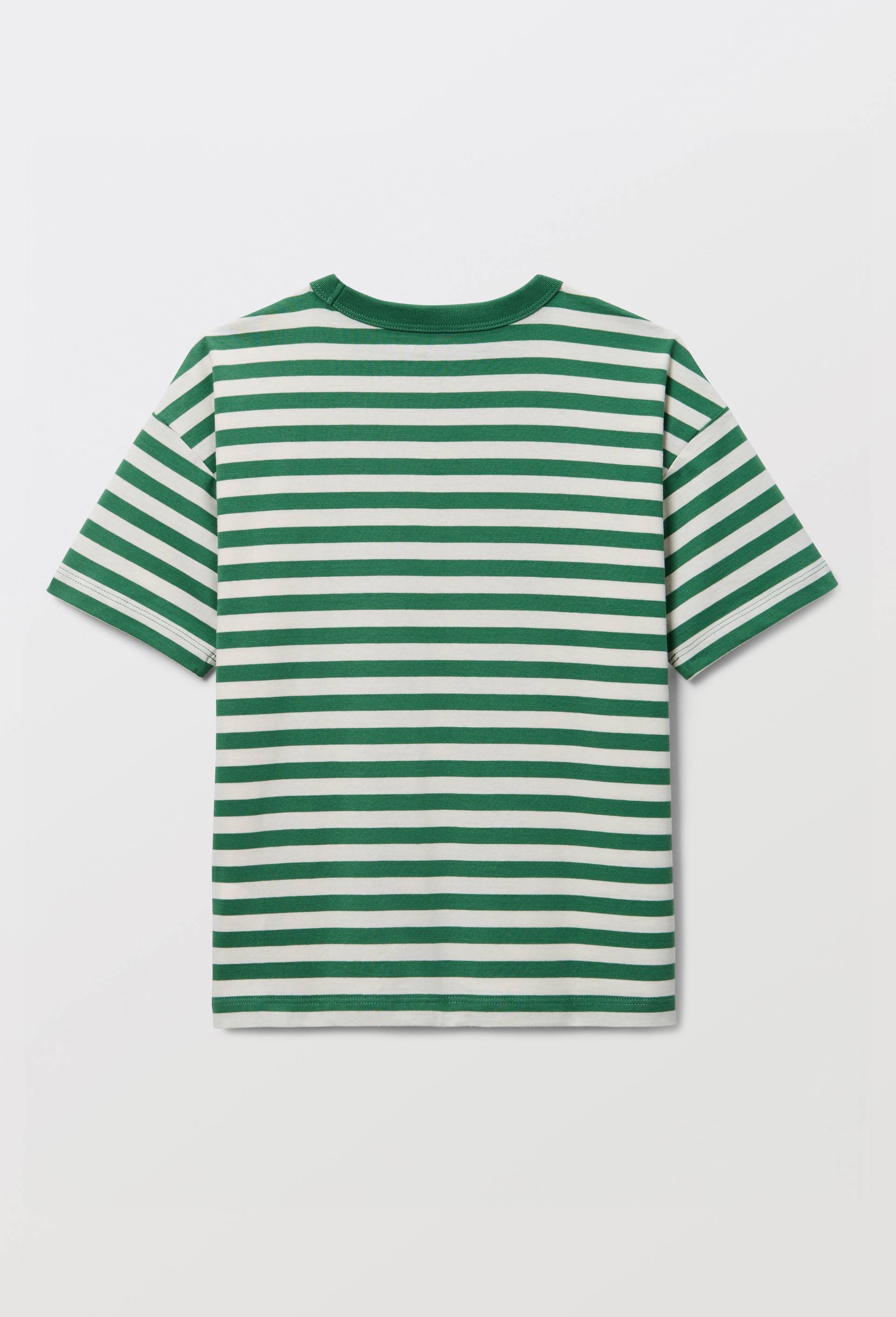 T-shirt manches courtes ray&eacute; en coton BIO GOTS, Vert, large image number 2