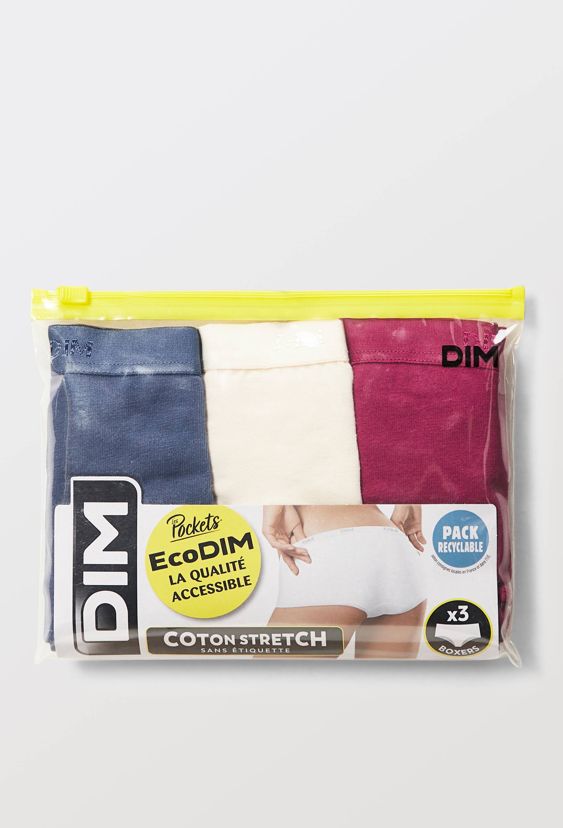Lot de 3 boxers en coton ECO DIM, Bleu fonc&eacute;, large image number 2