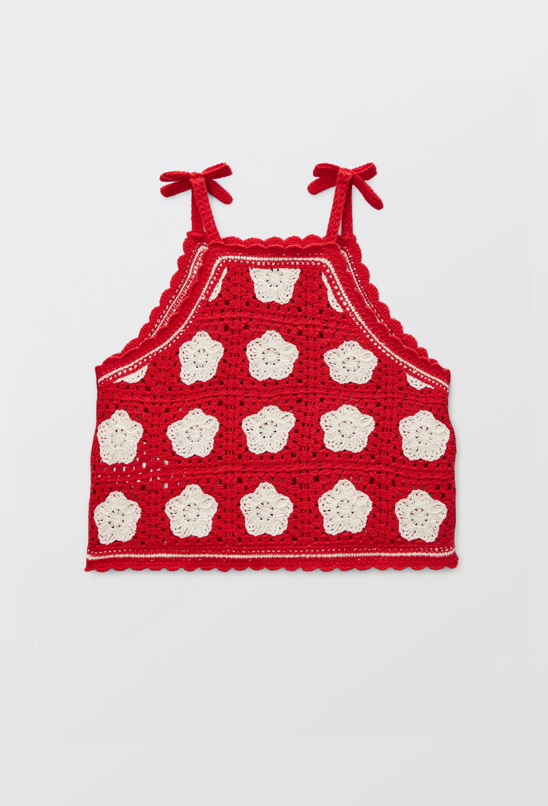 Top en crochet &agrave; fleurs, Rouge, large image number 2.0