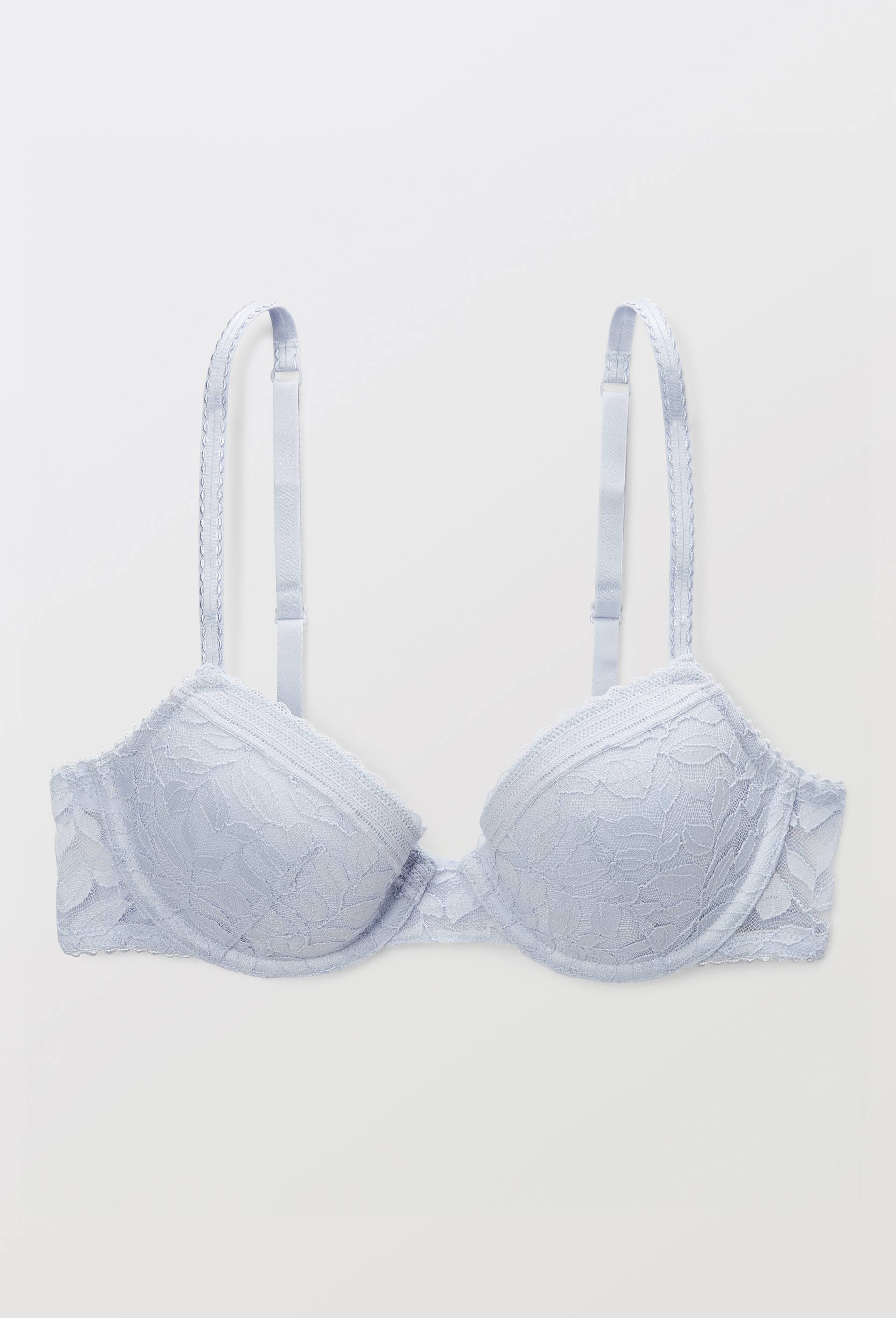 Soutien-gorge corbeille padd&eacute; PAULETTE en dentelle, Bleu clair, large image number 2