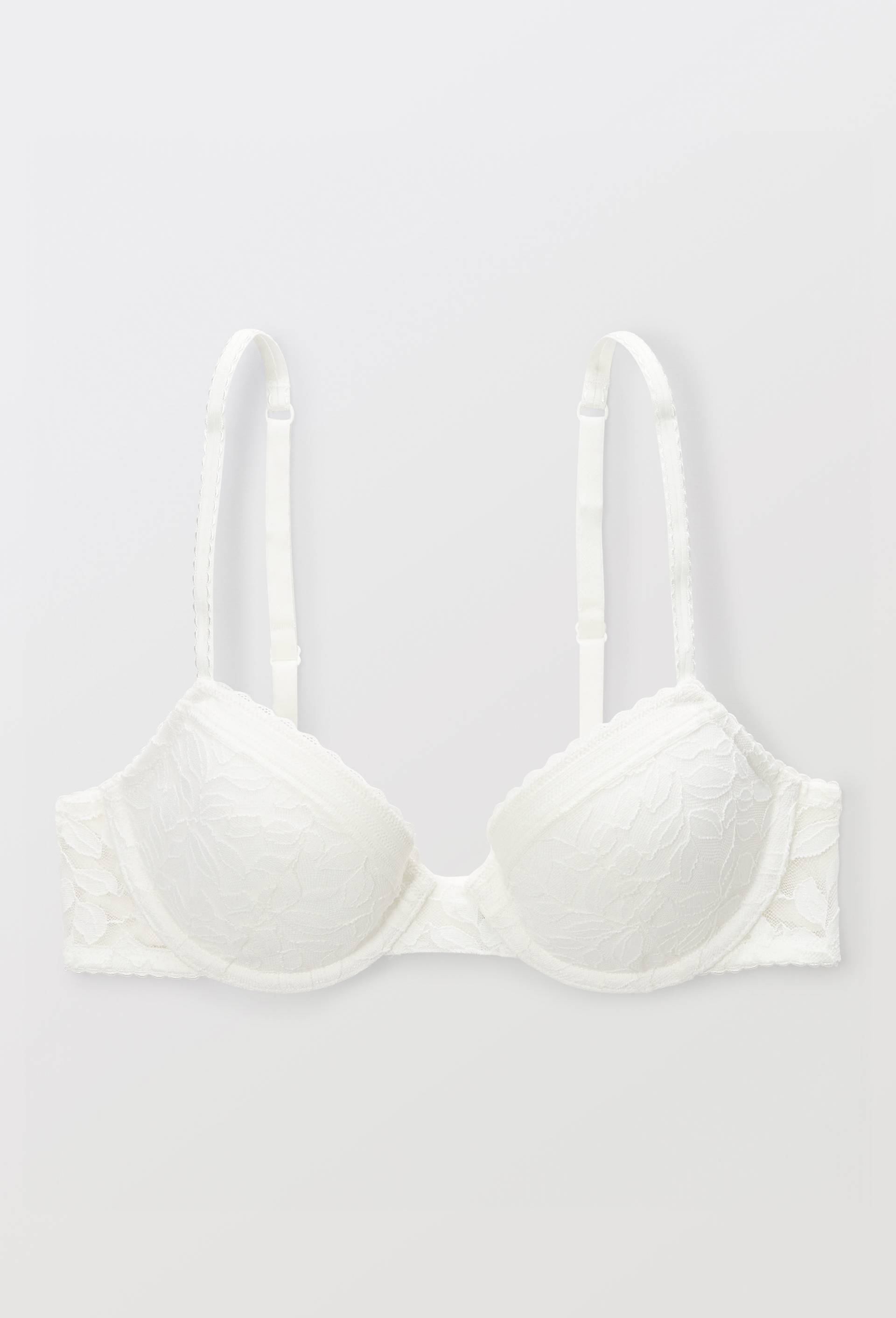 Soutien-gorge corbeille padd&eacute; PAULETTE en dentelle, Ecru, large image number 2.0