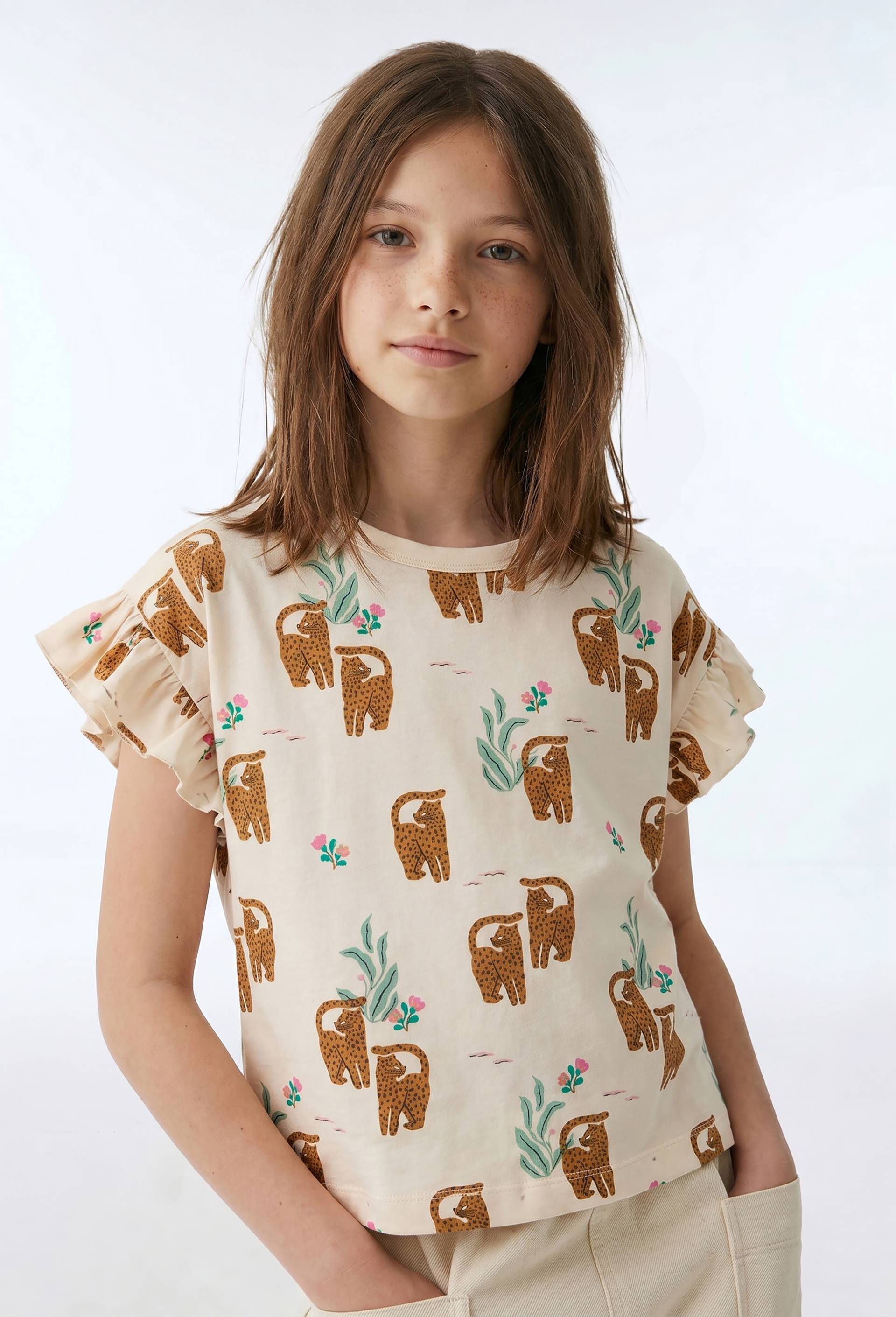 T-Shirt imprim&eacute;e en coton, Beige clair, large image number 0.0