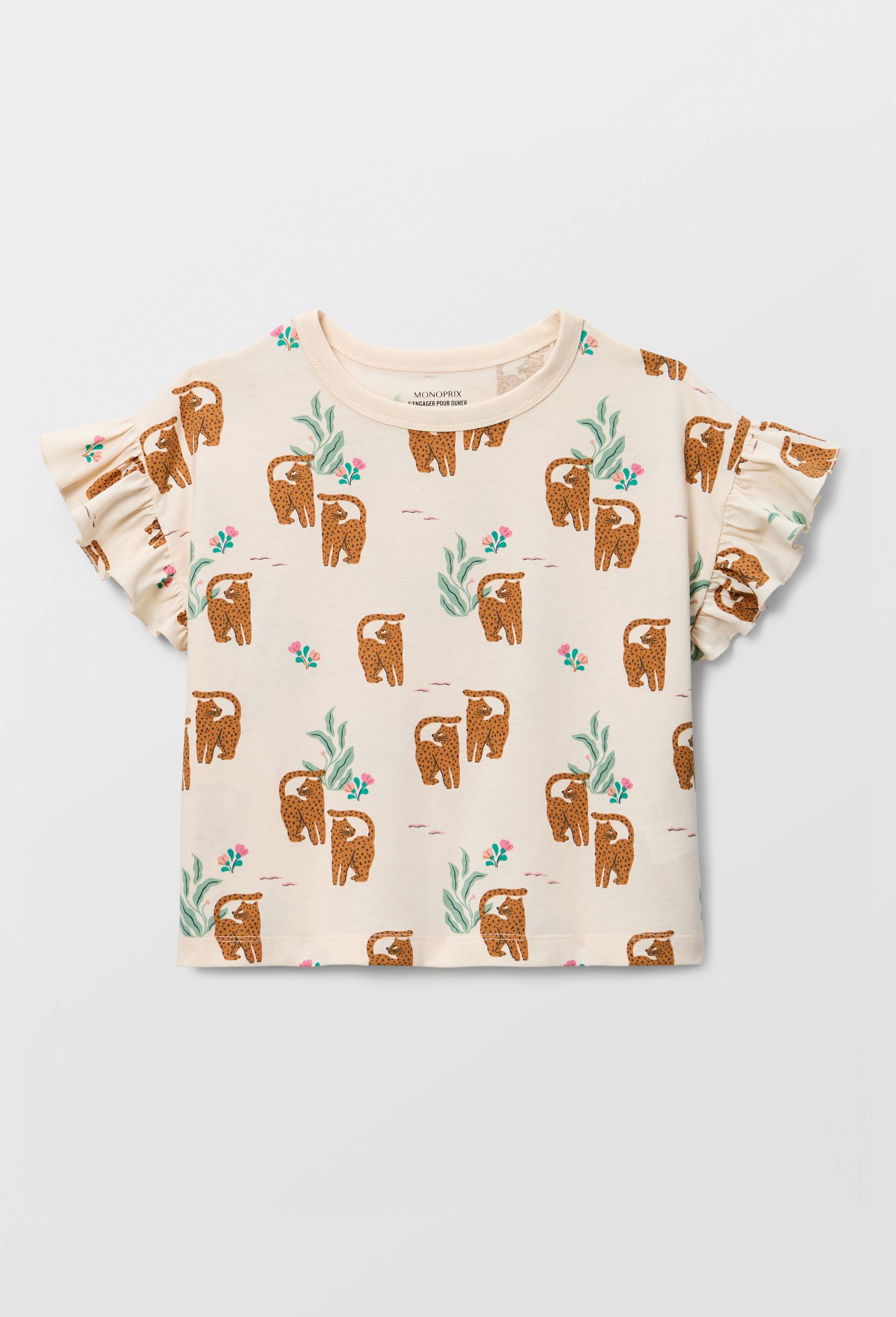 T-Shirt imprim&eacute;e en coton, Beige clair, large image number 1.0