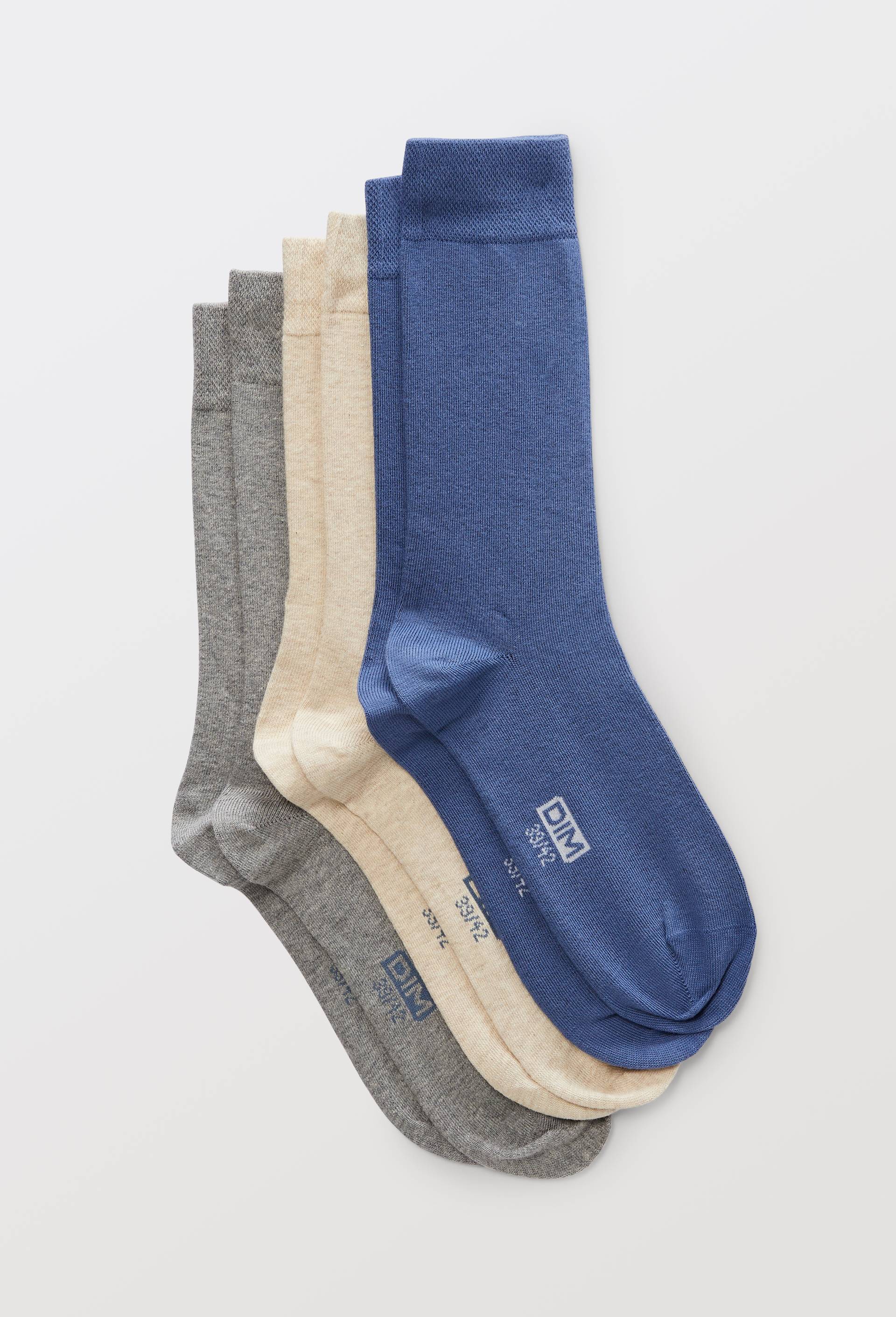 Lot de 3 paires de chaussettes en coton DIM, Ecru, large image number 0.0