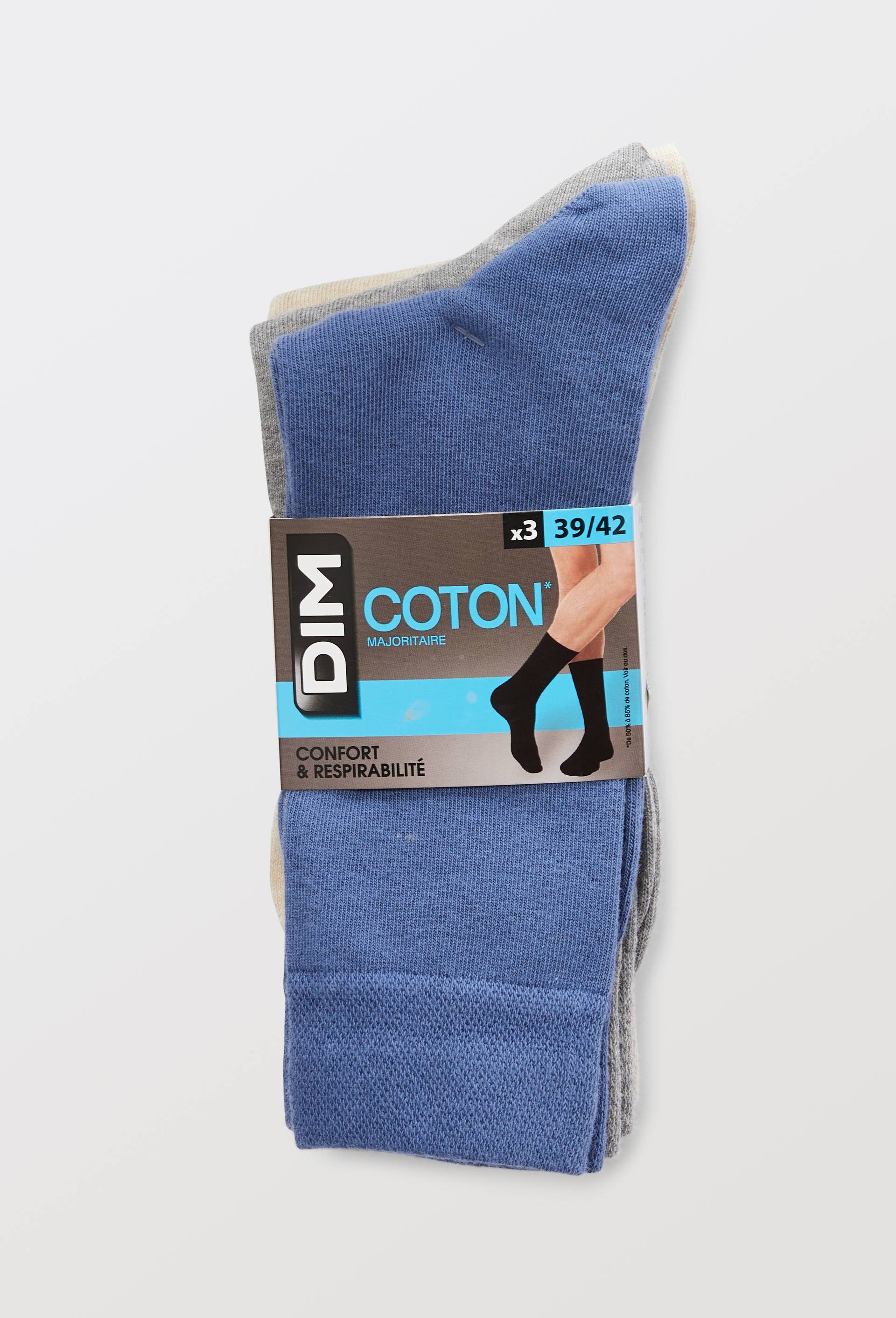 Lot de 3 paires de chaussettes en coton DIM, Ecru, large image number 2