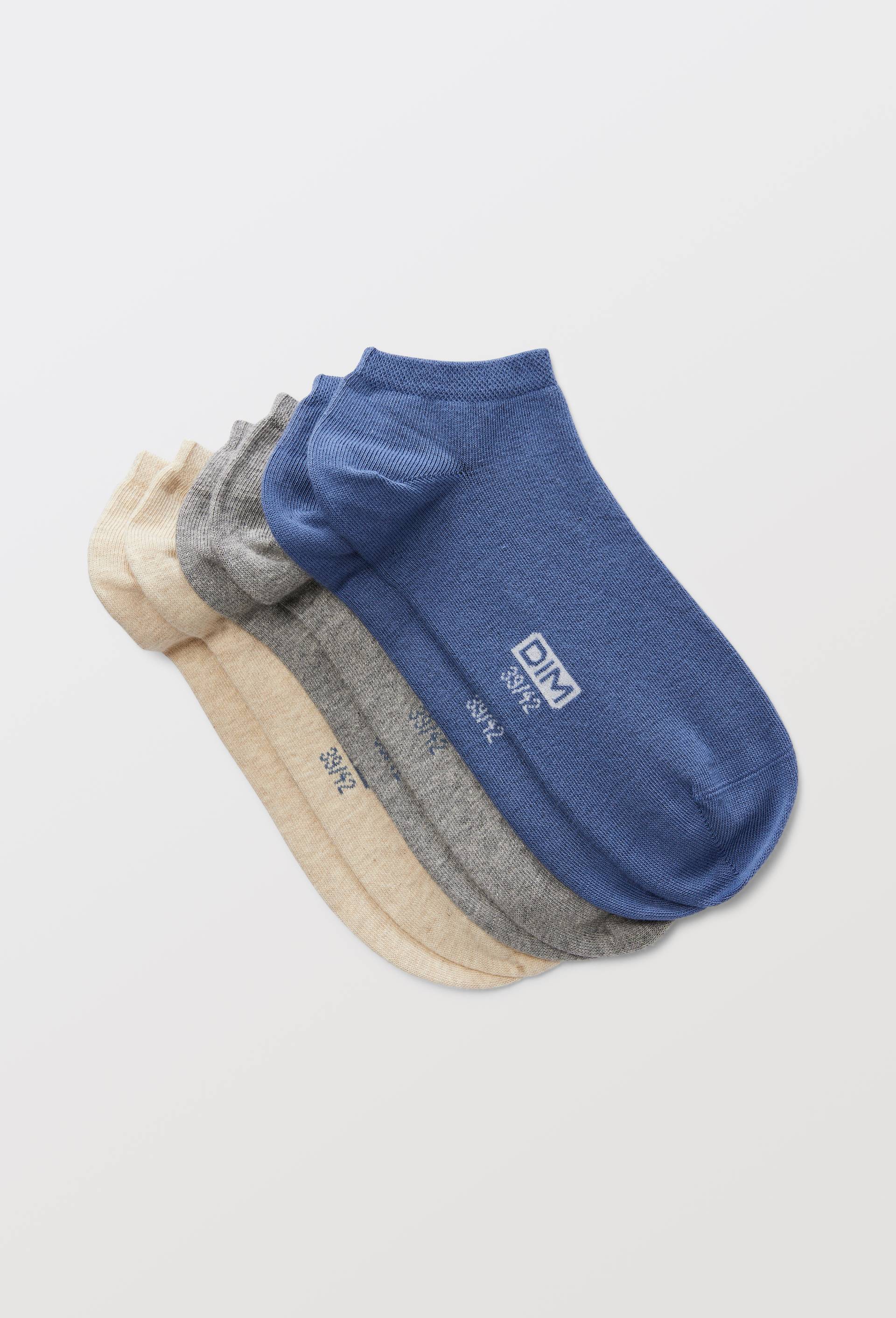 Lot de 3 paires de socquettes en coton DIM, Ecru, large image number 0.0