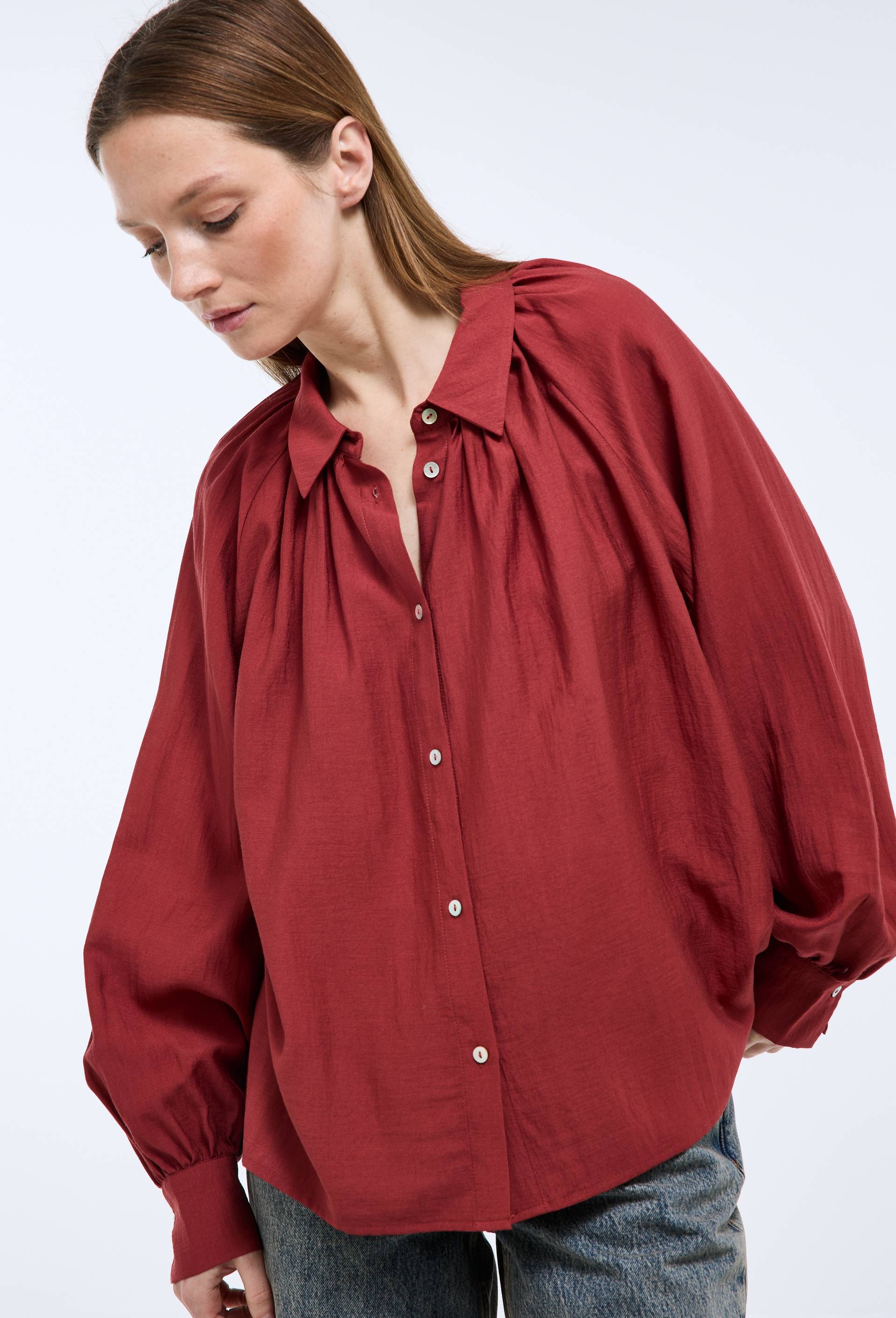 Chemise manches longues unie, Orange fonc&eacute;, large image number 0