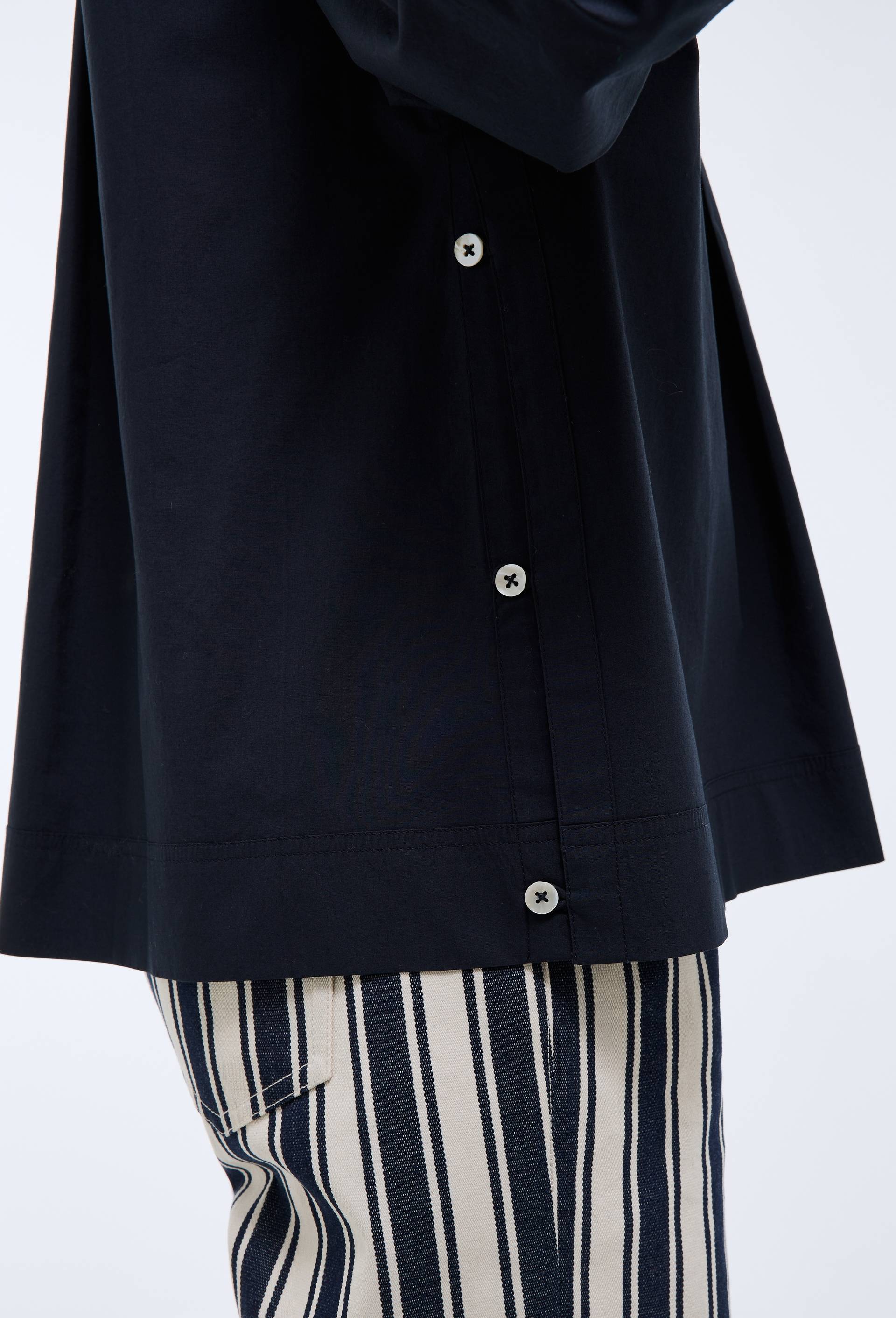Blouse manches longues unie en coton BIO GOTS, Bleu fonc&eacute;, large image number 1
