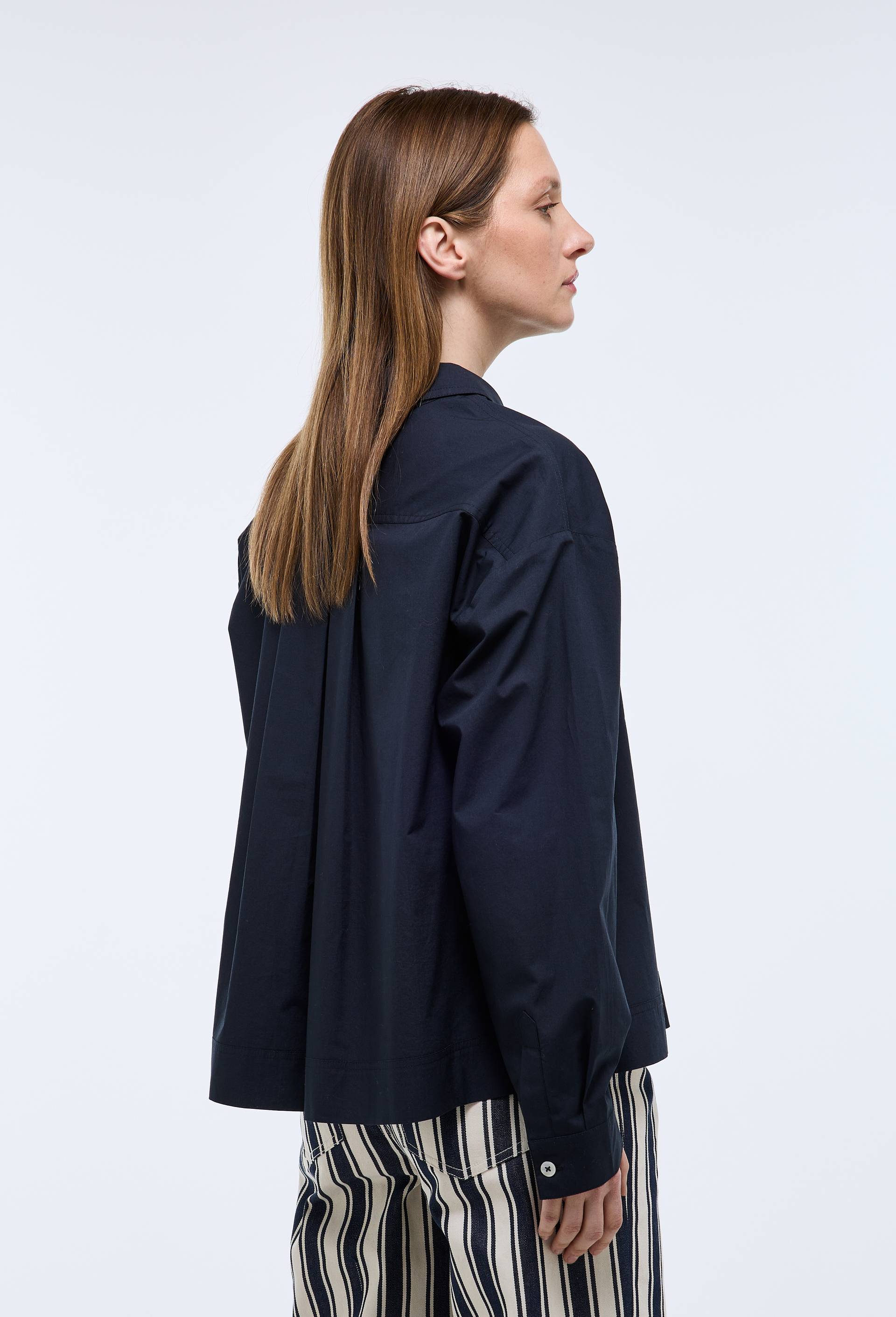 Blouse manches longues unie en coton BIO GOTS, Bleu fonc&eacute;, large image number 2
