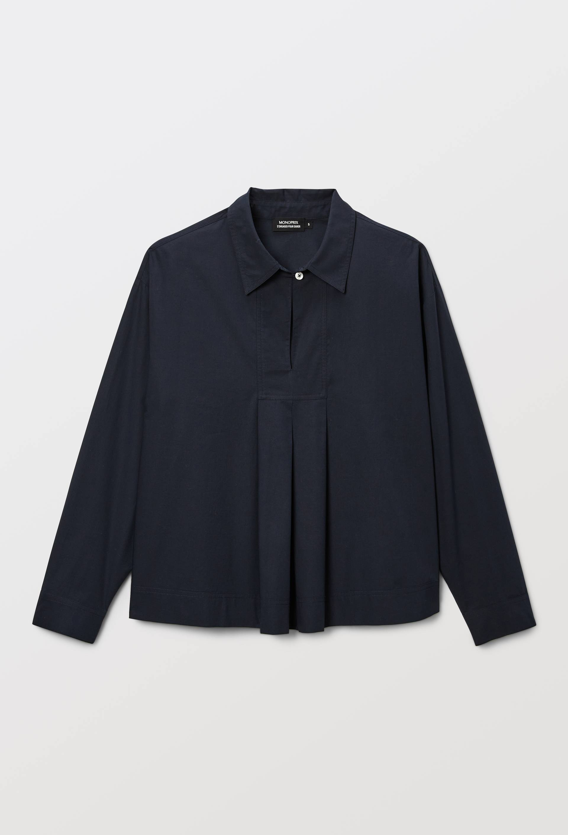 Blouse manches longues unie en coton BIO GOTS, Bleu fonc&eacute;, large image number 3.0