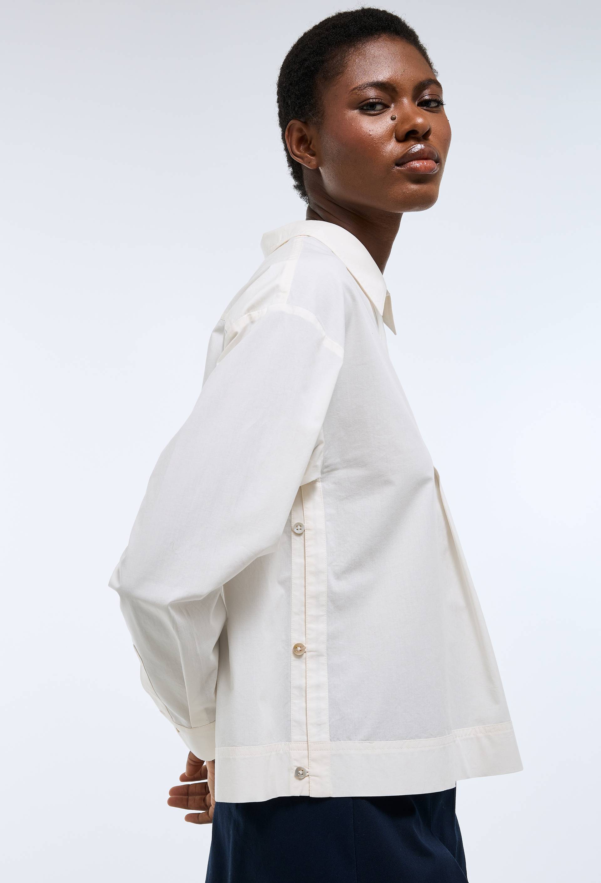 Blouse manches longues unie en coton BIO GOTS, Ecru, large image number 0