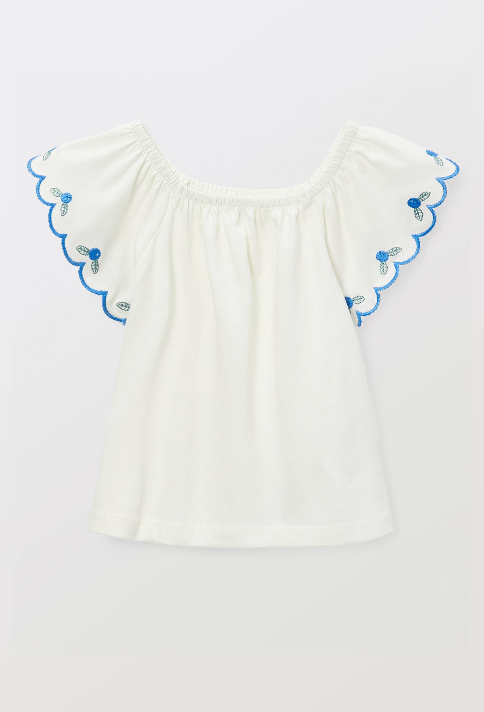T-shirt manches courtes brod&eacute; en coton BIO GOTS, Bleu, large image number 0.0