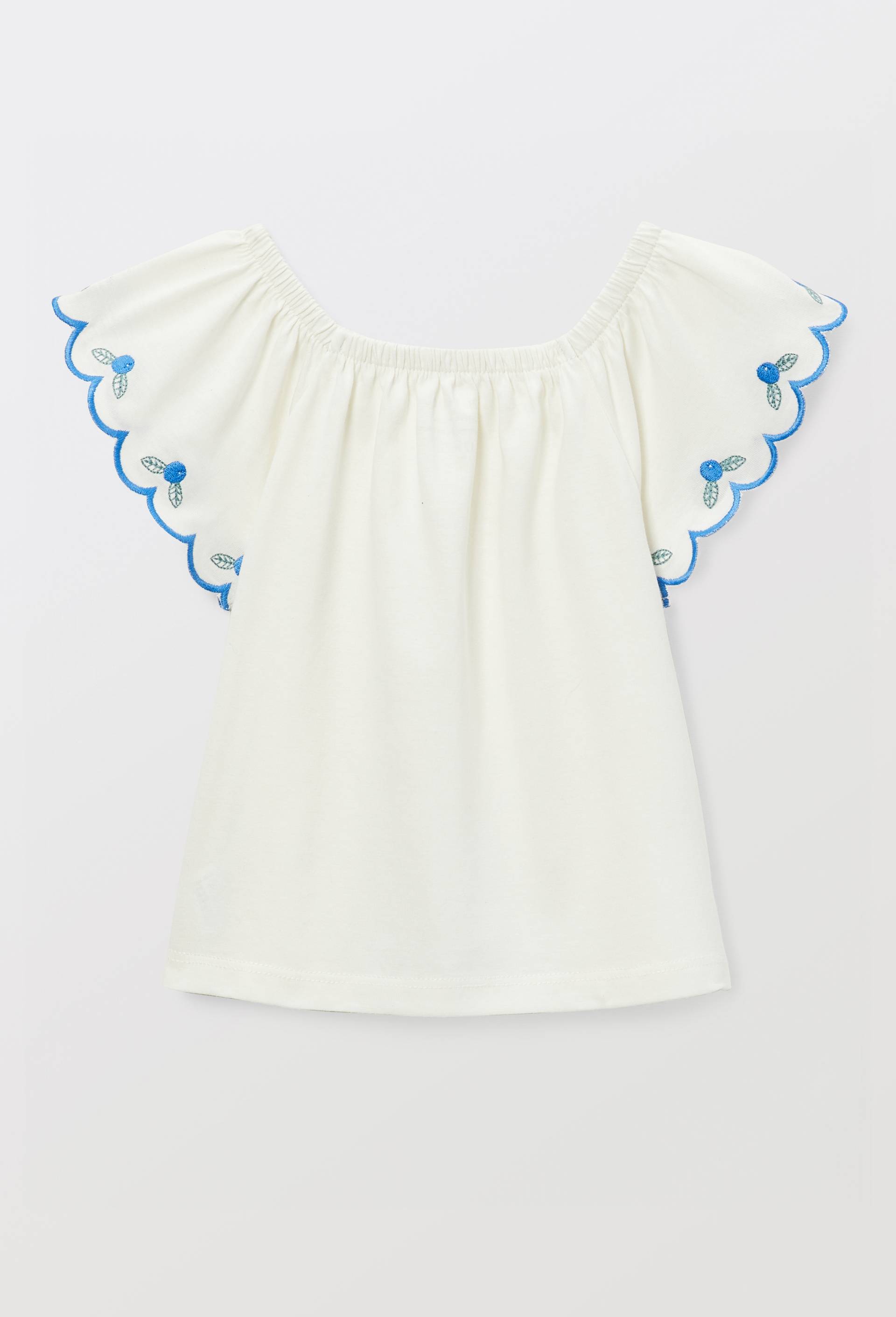 T-shirt manches courtes brod&eacute; en coton BIO GOTS, Bleu, large image number 1