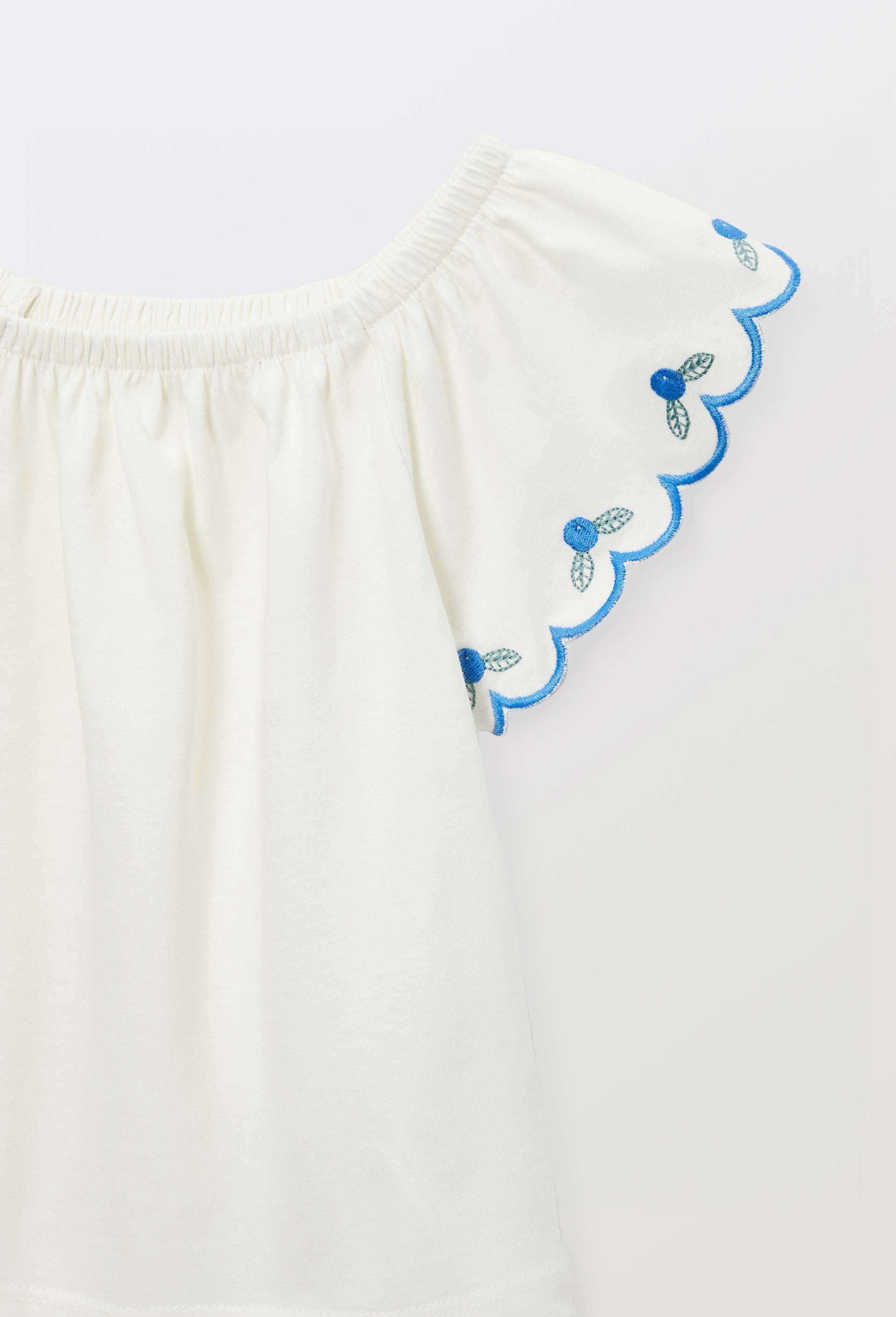 T-shirt manches courtes brod&eacute; en coton BIO GOTS, Bleu, large image number 2