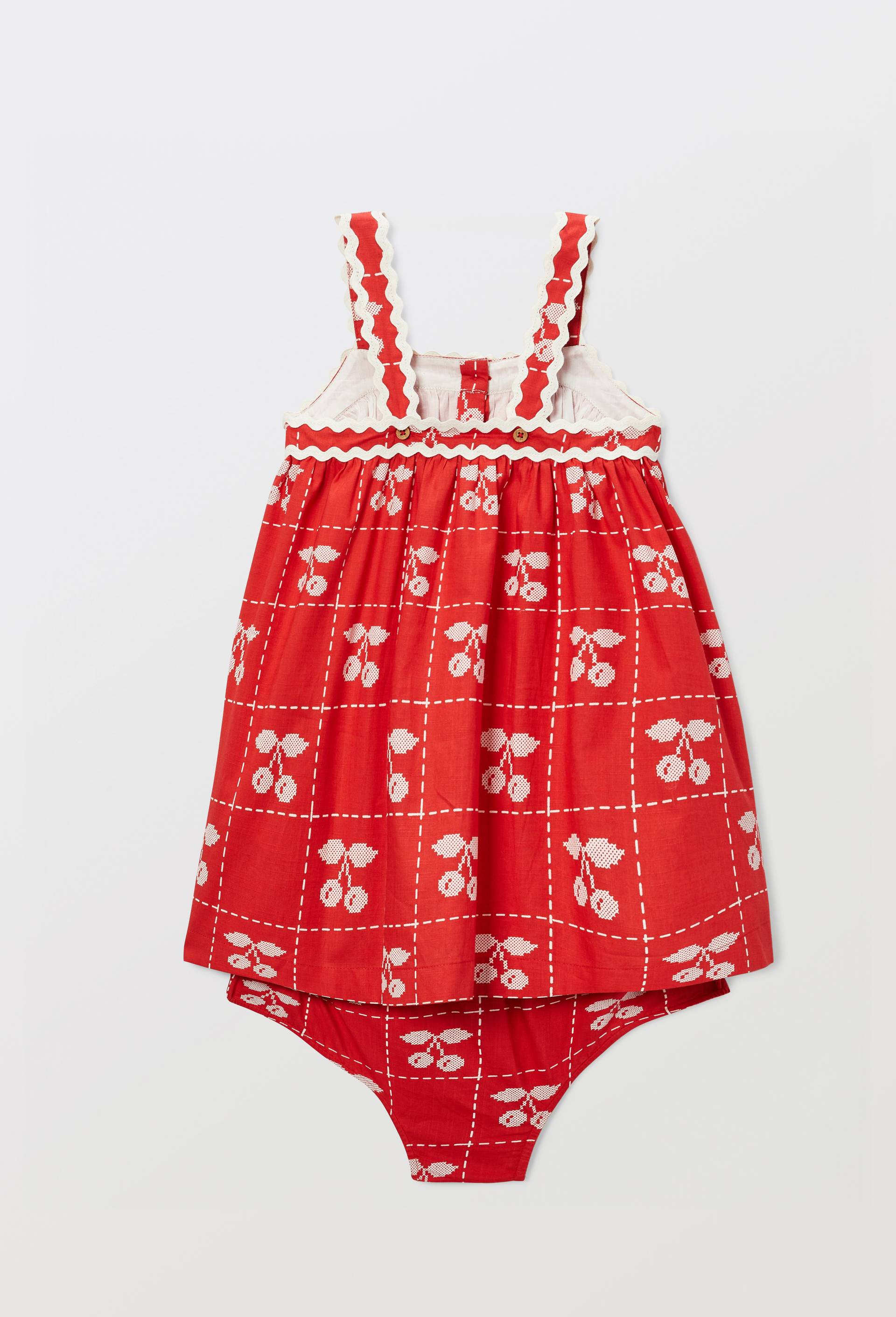 Robe avec bloomer ray&eacute;s et imprim&eacute;s en coton, Orange fonc&eacute;, large image number 1