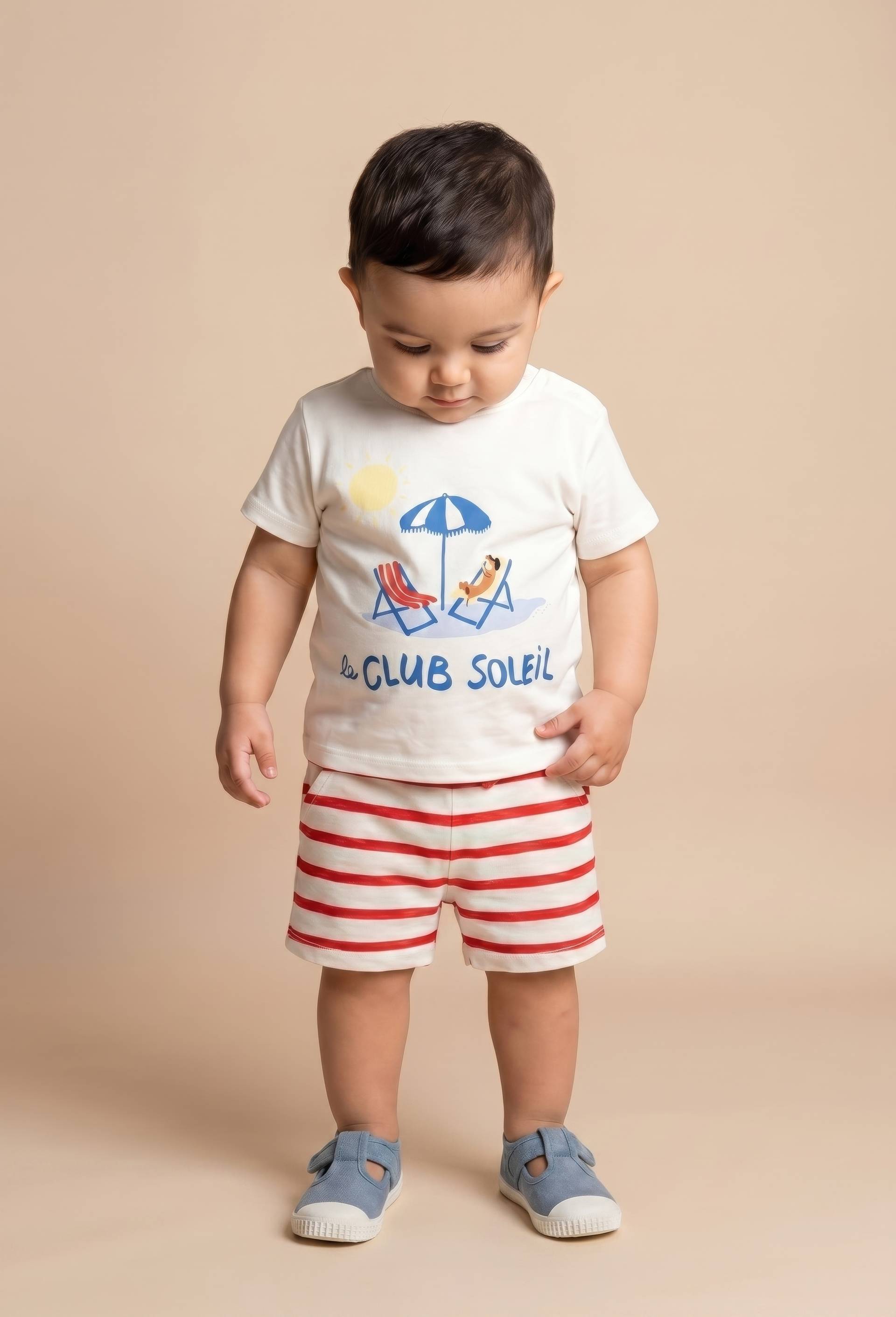 Lot de shorts un uni et un imprim&eacute; en coton BIO GOTS, Bleu clair, large image number 0.0