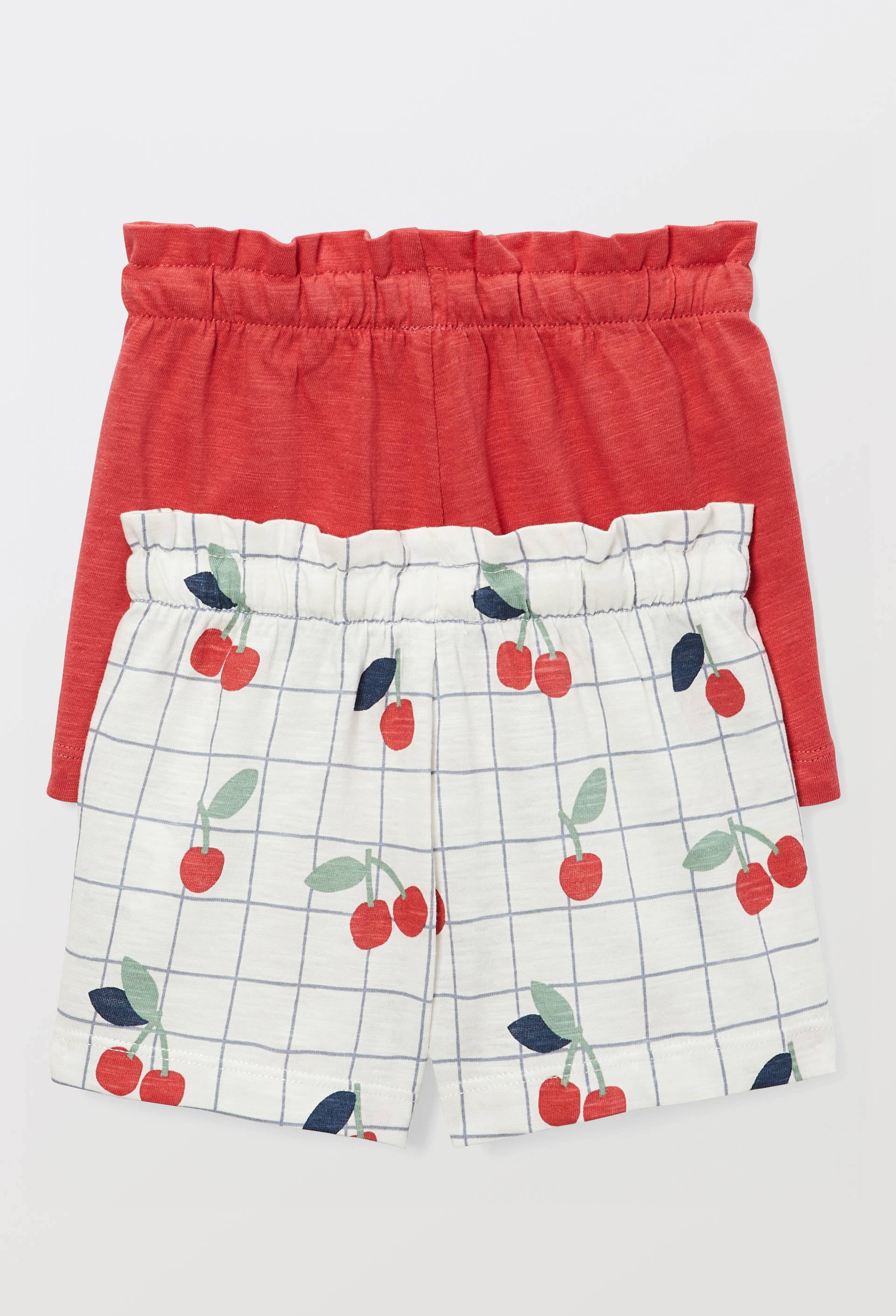 Lot de 2 shorts un uni et un imprim&eacute; en coton BIO GOTS, Beige clair, large image number 2